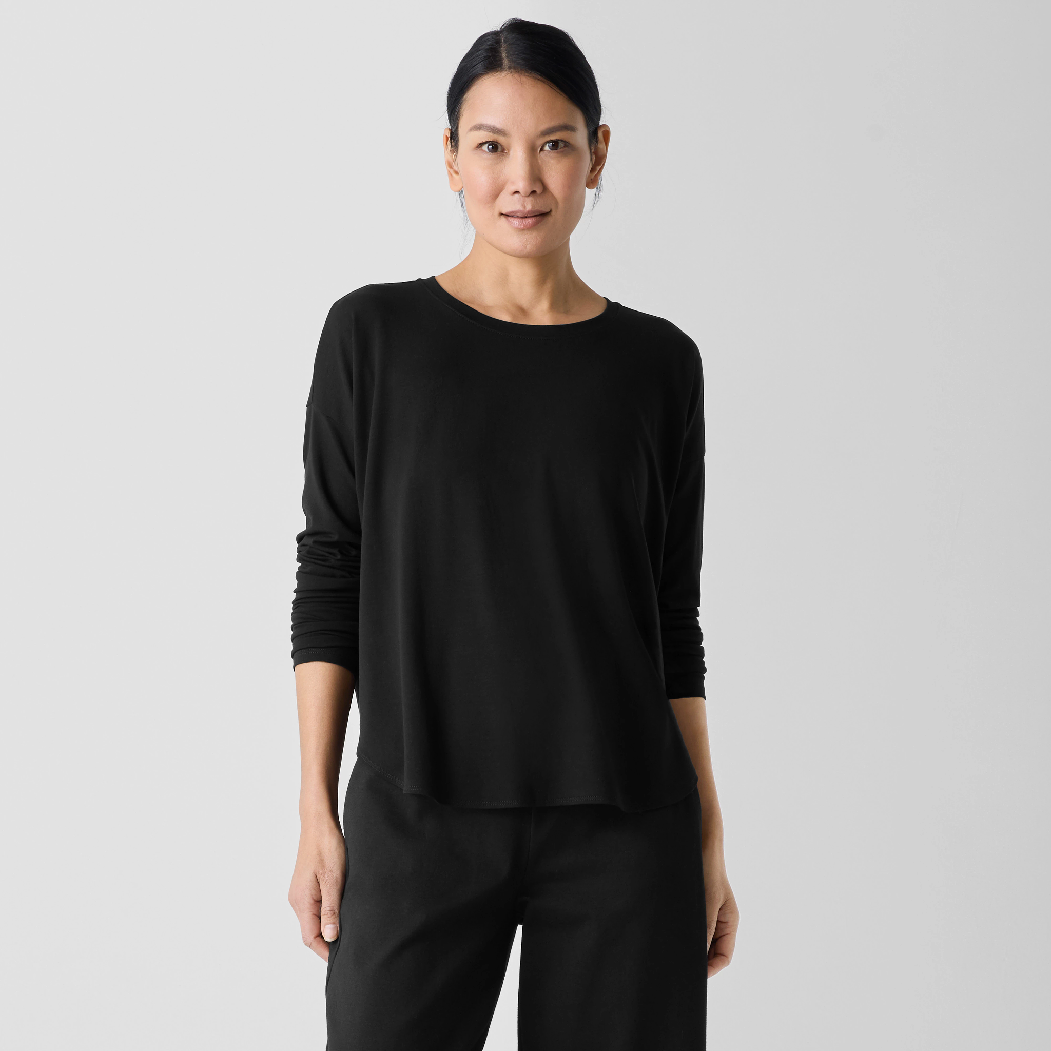 Fine Jersey Round Neck Top from EILEEN FISHER - $87.20