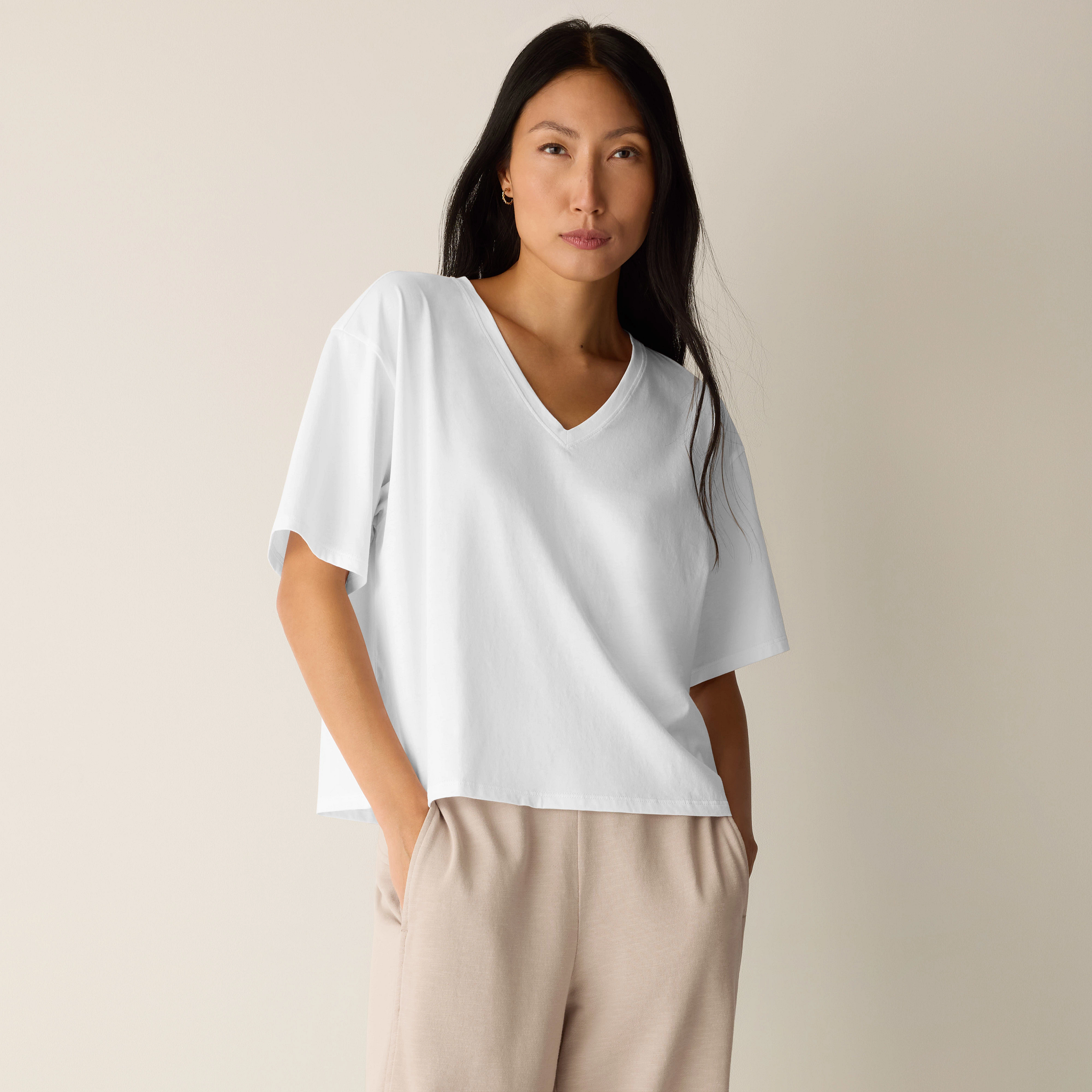 Organic Pima Cotton Jersey V-Neck Tee