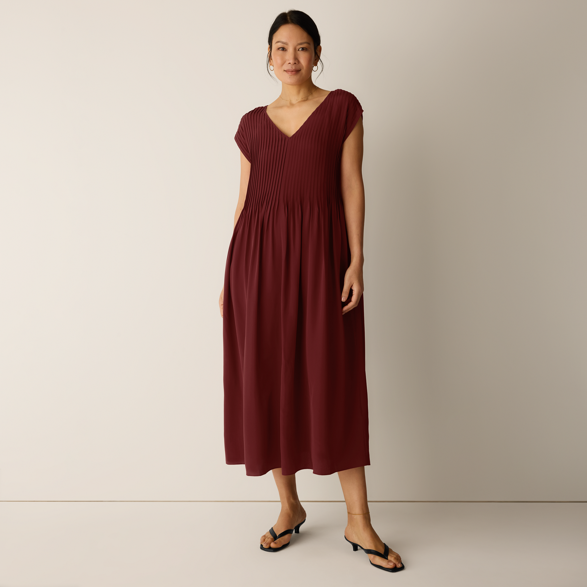 Silk Crepe de Chine V-Neck Dress from EILEEN FISHER - $498