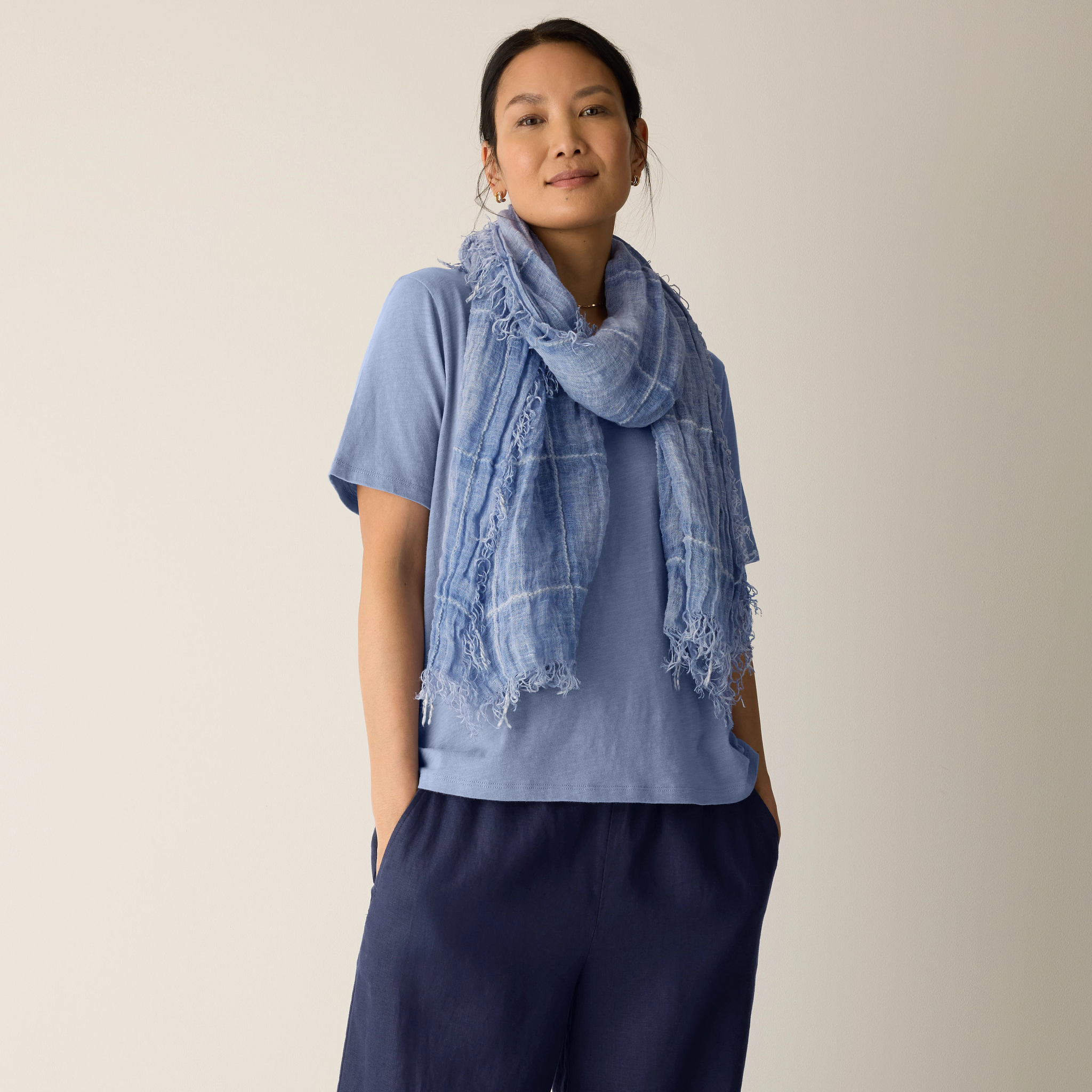 Organic Linen Cotton Squares Scarf from EILEEN FISHER - $198