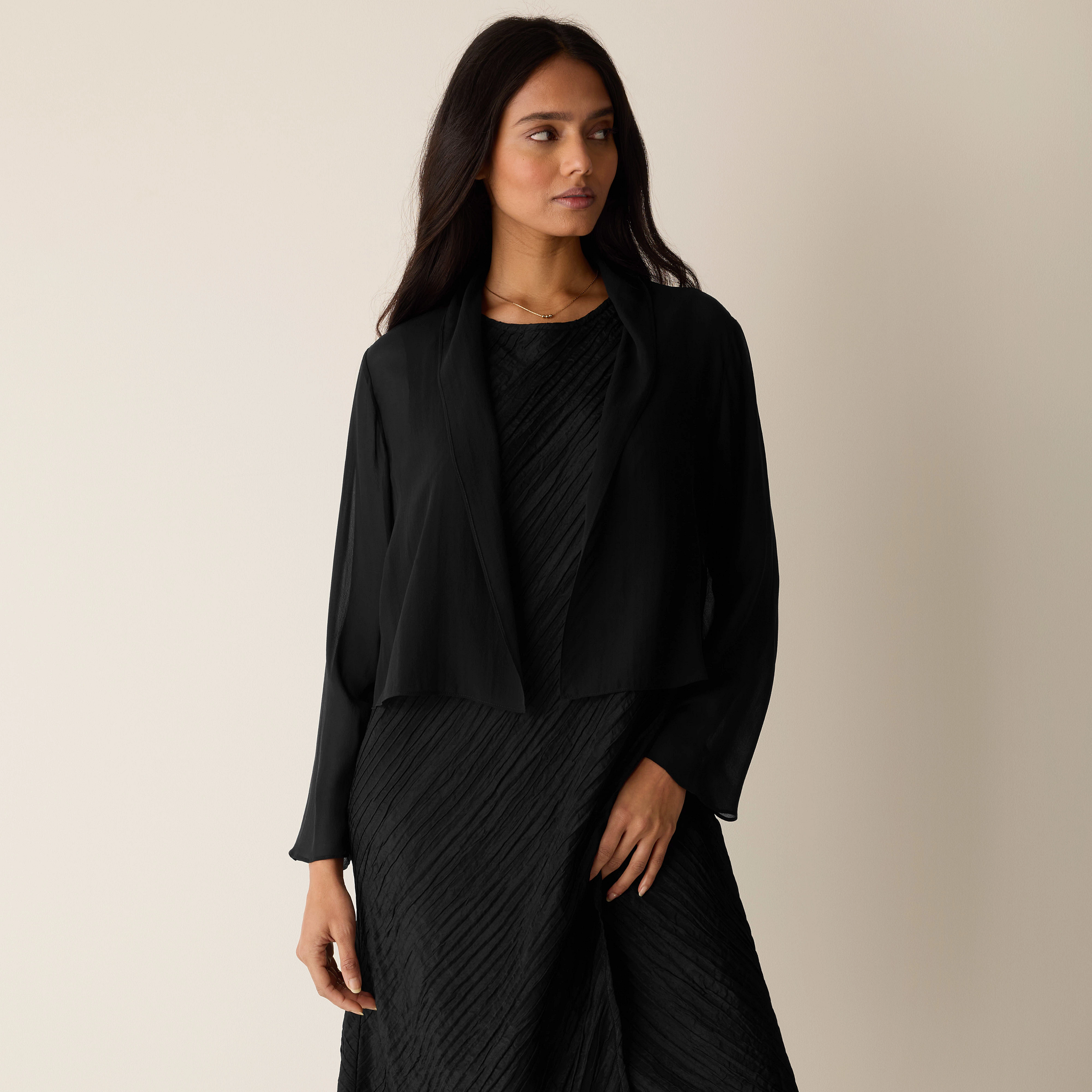 Sheer Silk Georgette High Collar Jacket