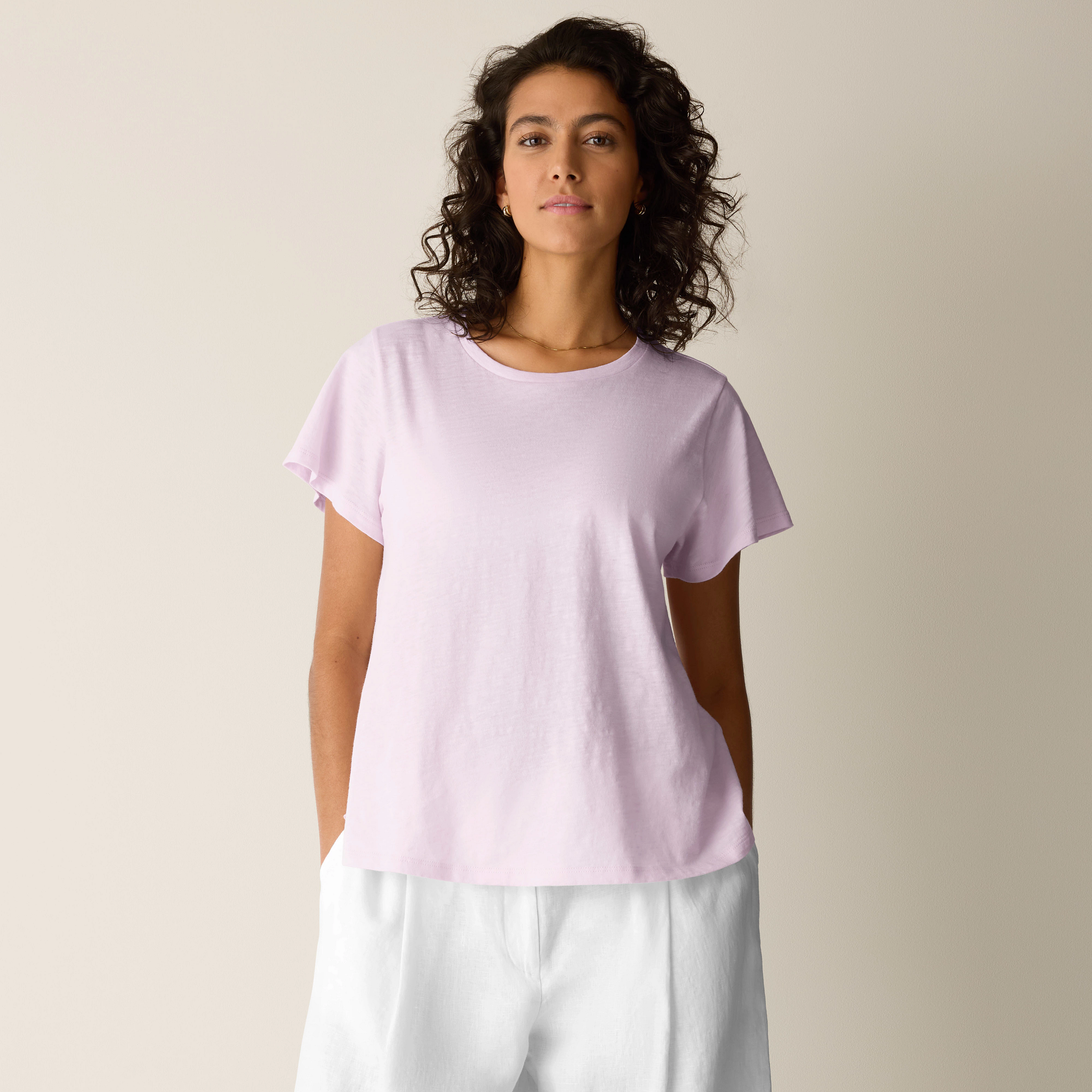 Organic Cotton Slubby Jersey Crew Neck Tee from EILEEN FISHER - $78