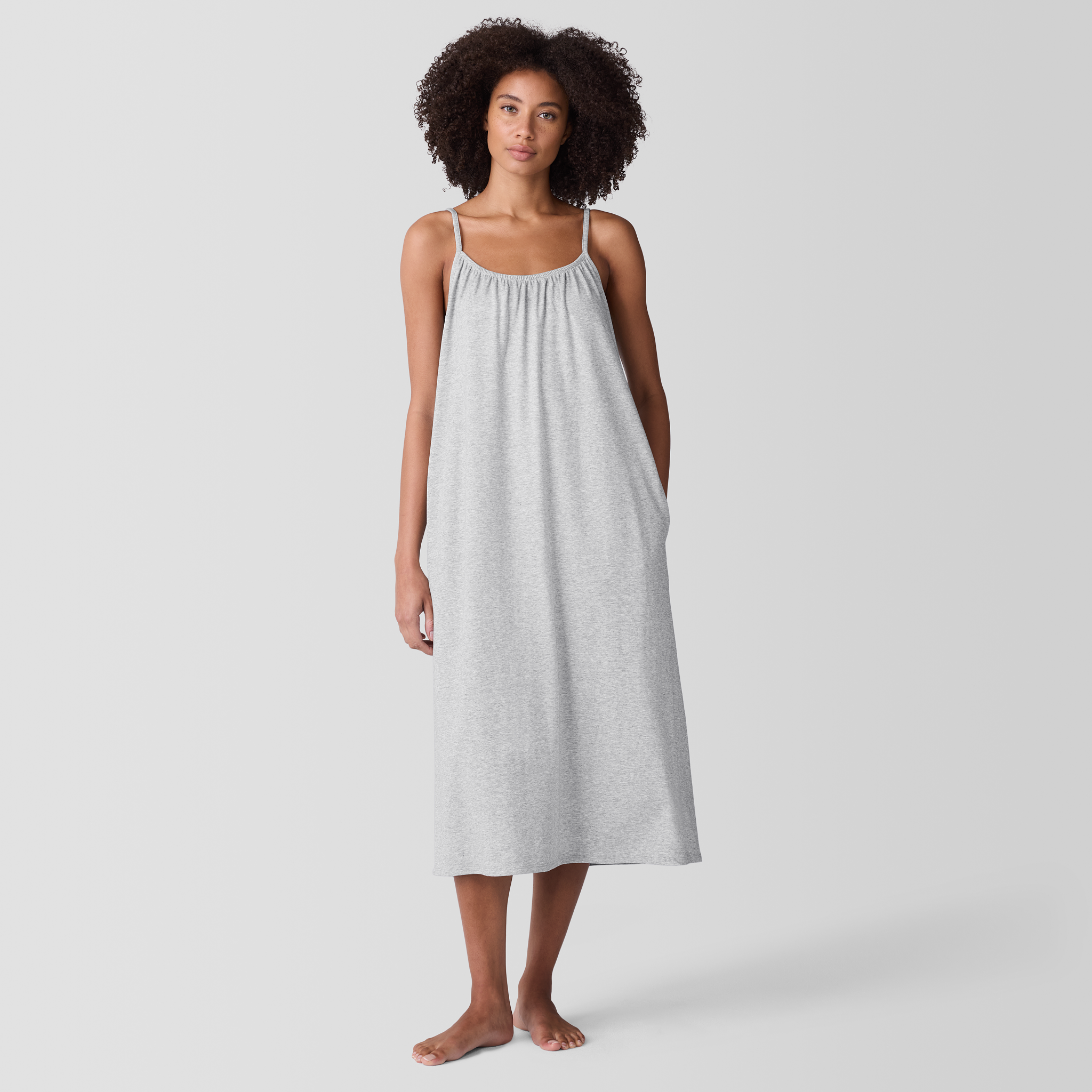 Mélange Organic Cotton Interlock Cami Sleep Dress | EILEEN