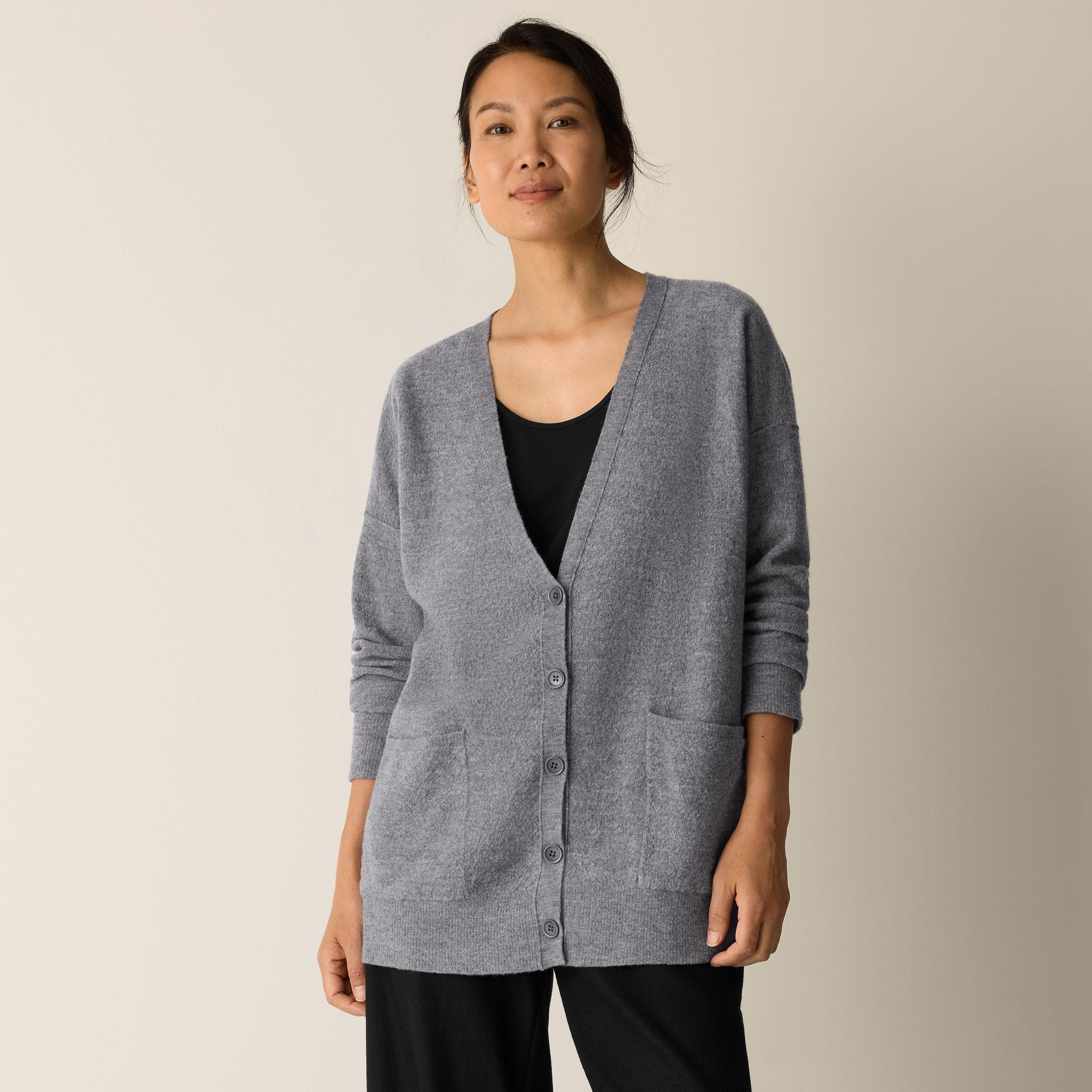 Fine Felted Wool Long Cardigan in Regenerative Wool
