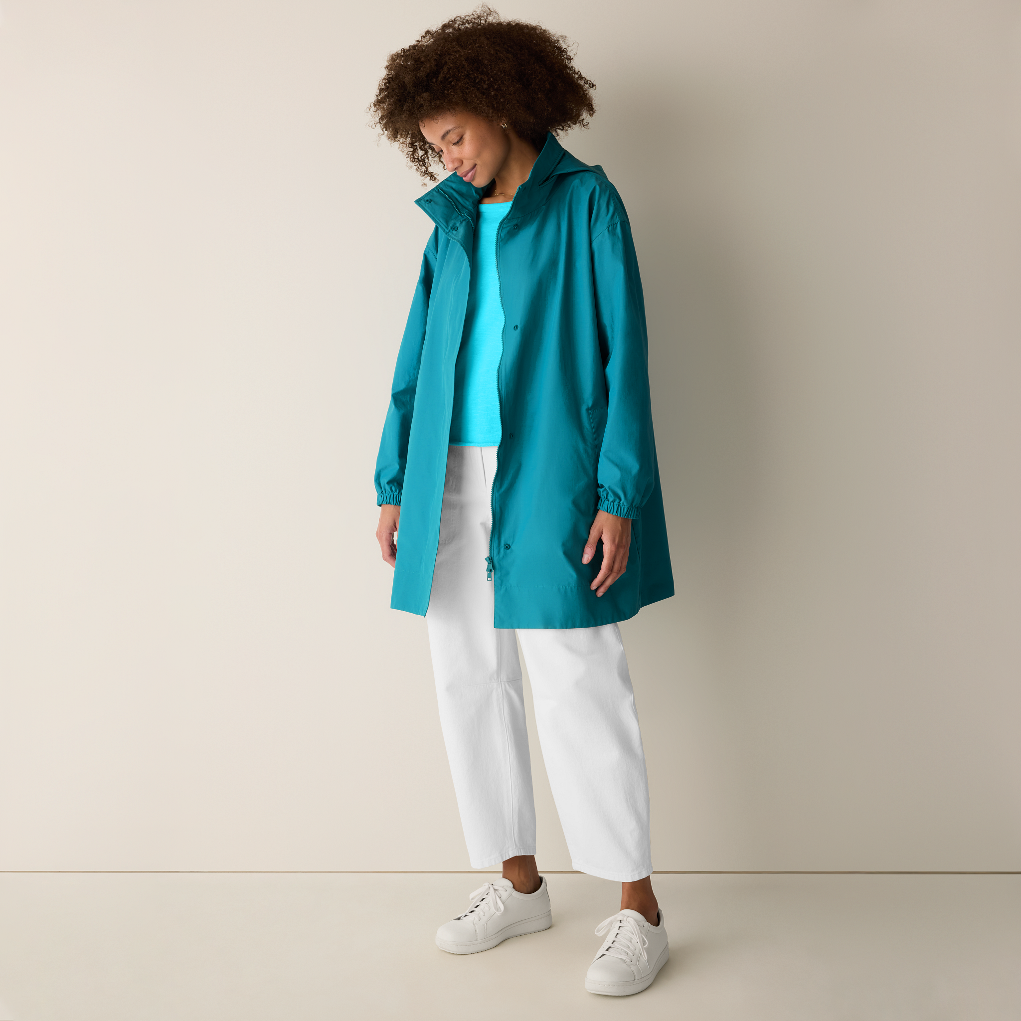 Light Cotton Nylon Stand Collar Coat