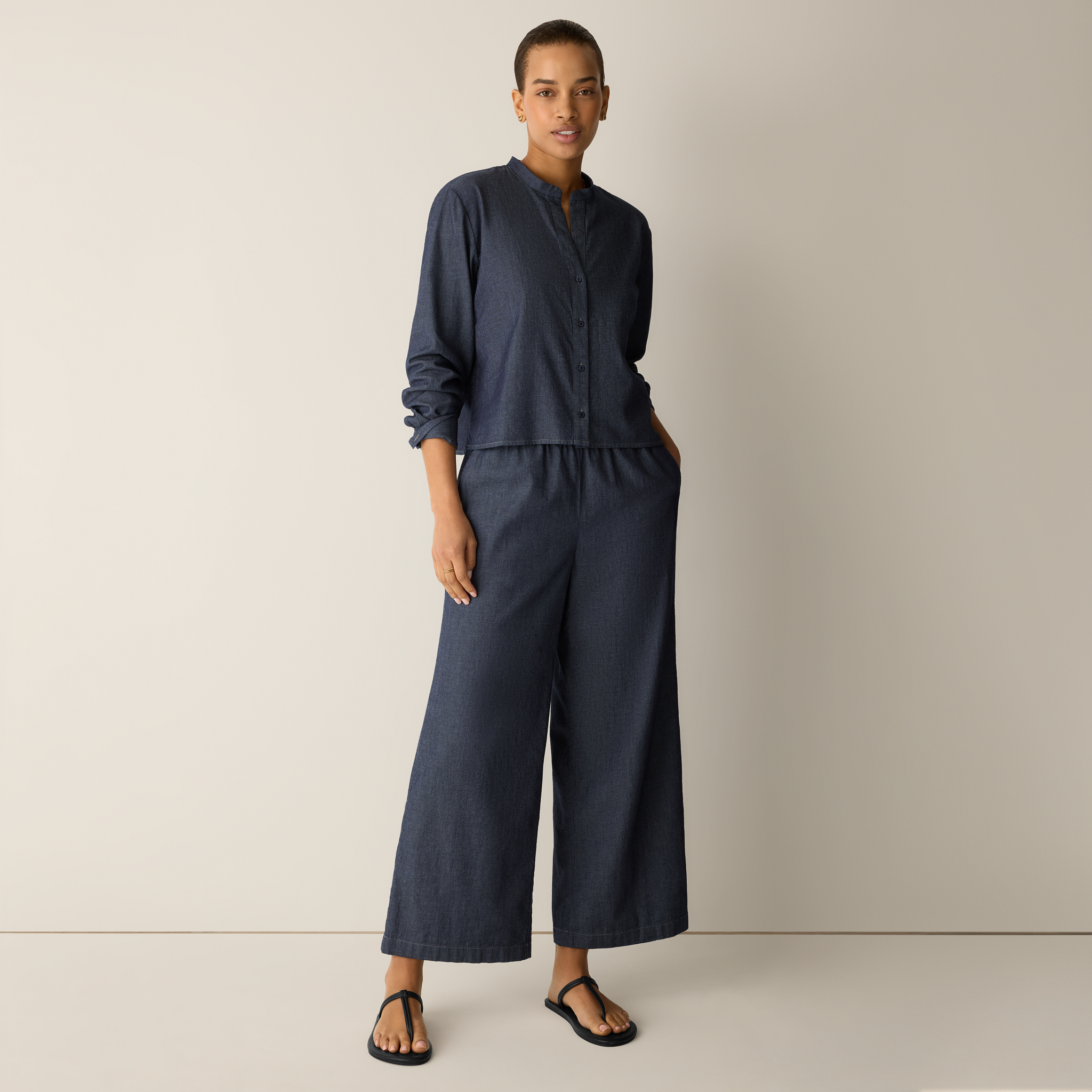 Airy Organic Cotton Twill Wide-Leg Pant from EILEEN FISHER - $178