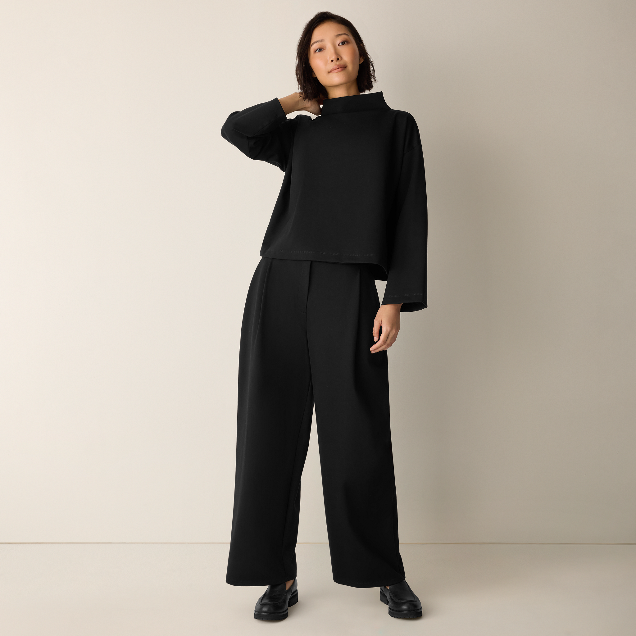 (取寄) アイリーン フィッシャー レディース ライトウェイト ポンテ プリーツ フロント パンツ Eileen Fisher women Lightweight Ponte Pleat Front Pant Chalk F5ULO-P4905M-001.png