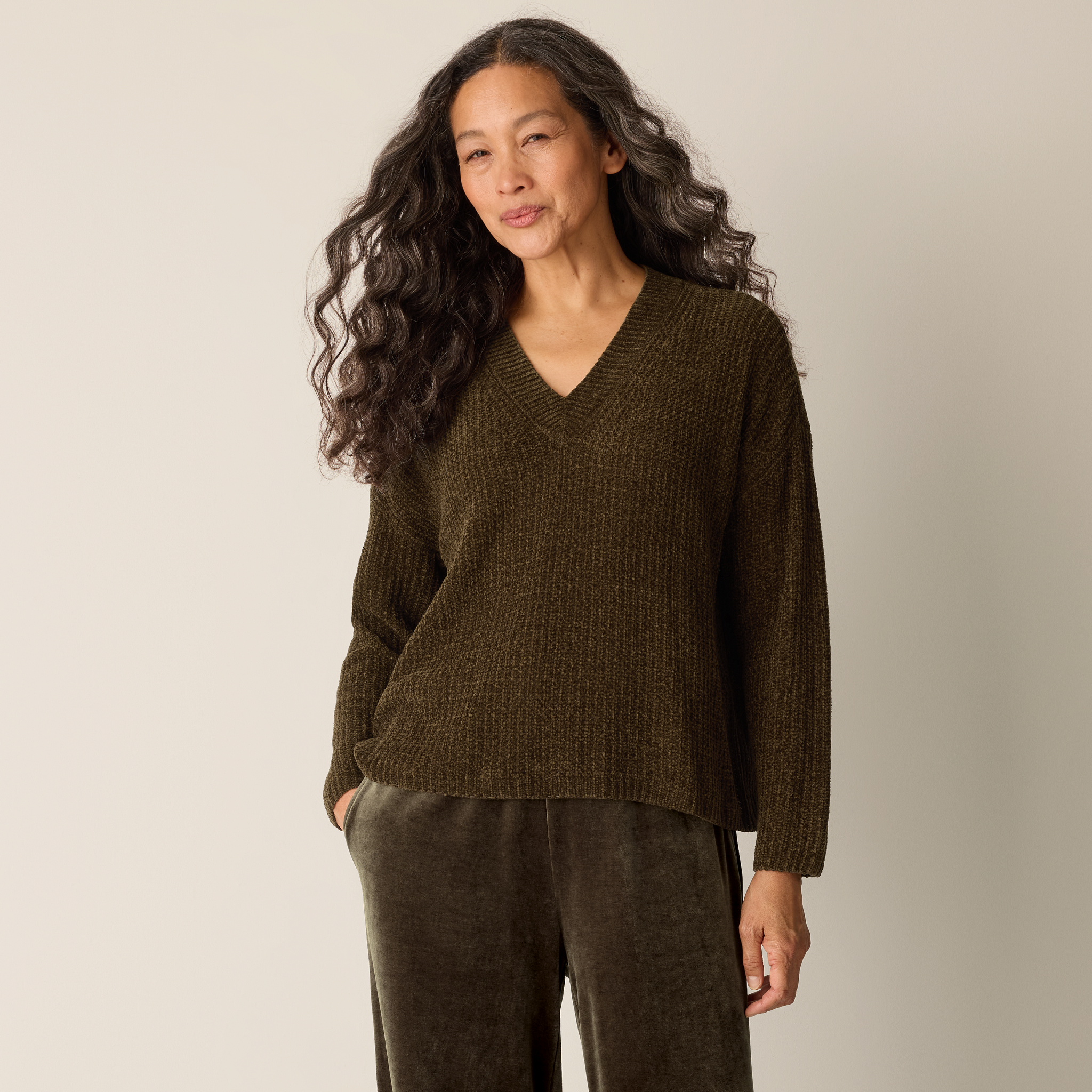 Chenille Blend V-Neck Top