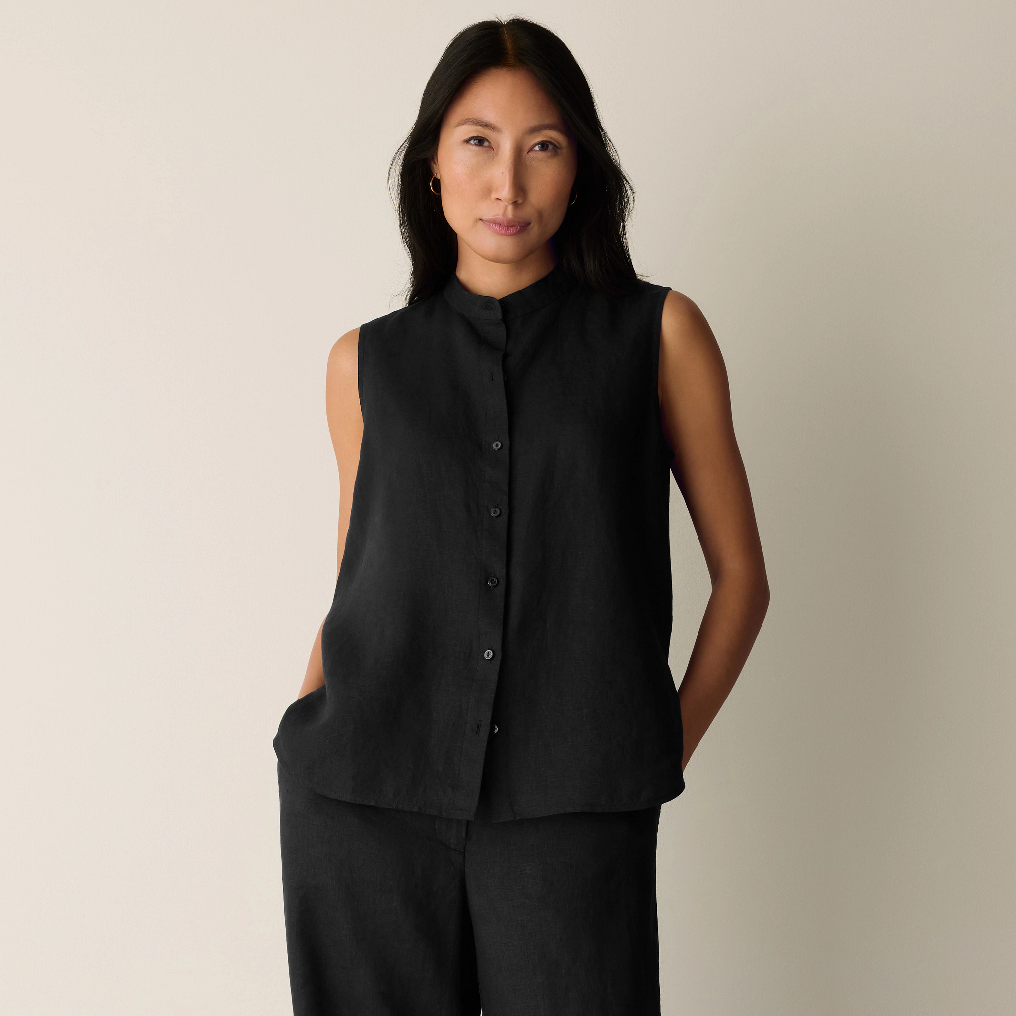 Organic Handkerchief Linen Sleeveless Shirt from EILEEN FISHER - $148