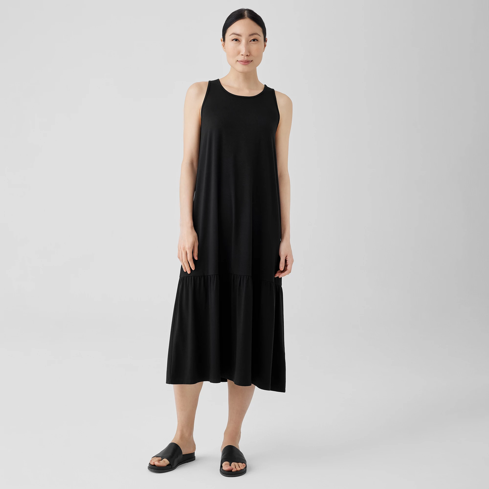 ELS Lace Embellished Striped Dress - Black - Fishers