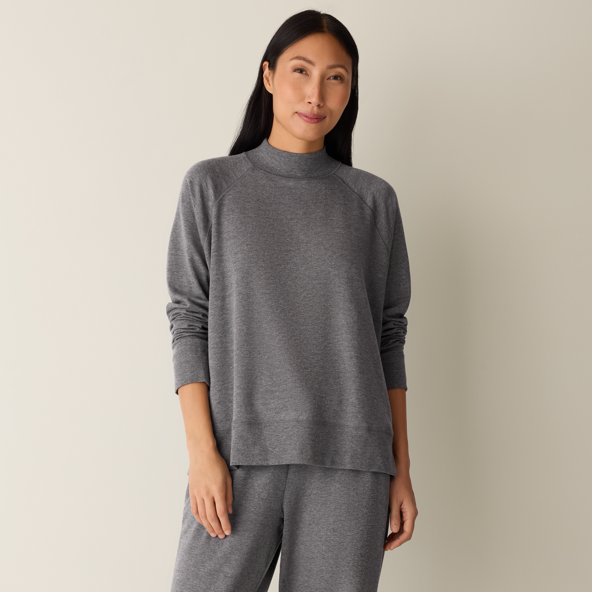 Cozy Brushed Terry Hug Mock Neck Top