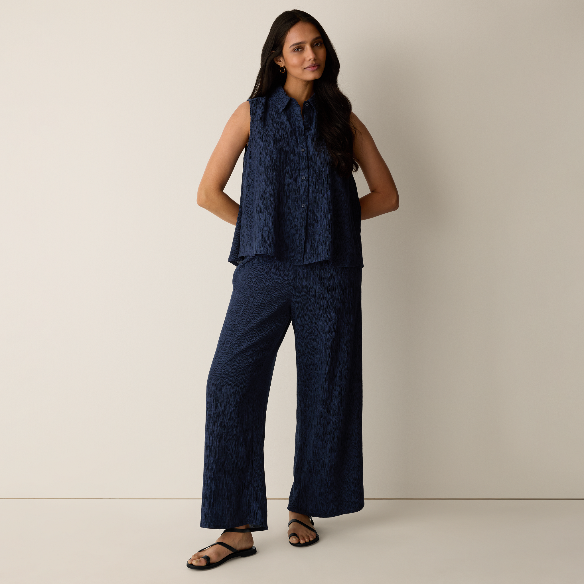 Woven Plissé Wide-Leg Pant from EILEEN FISHER - $188