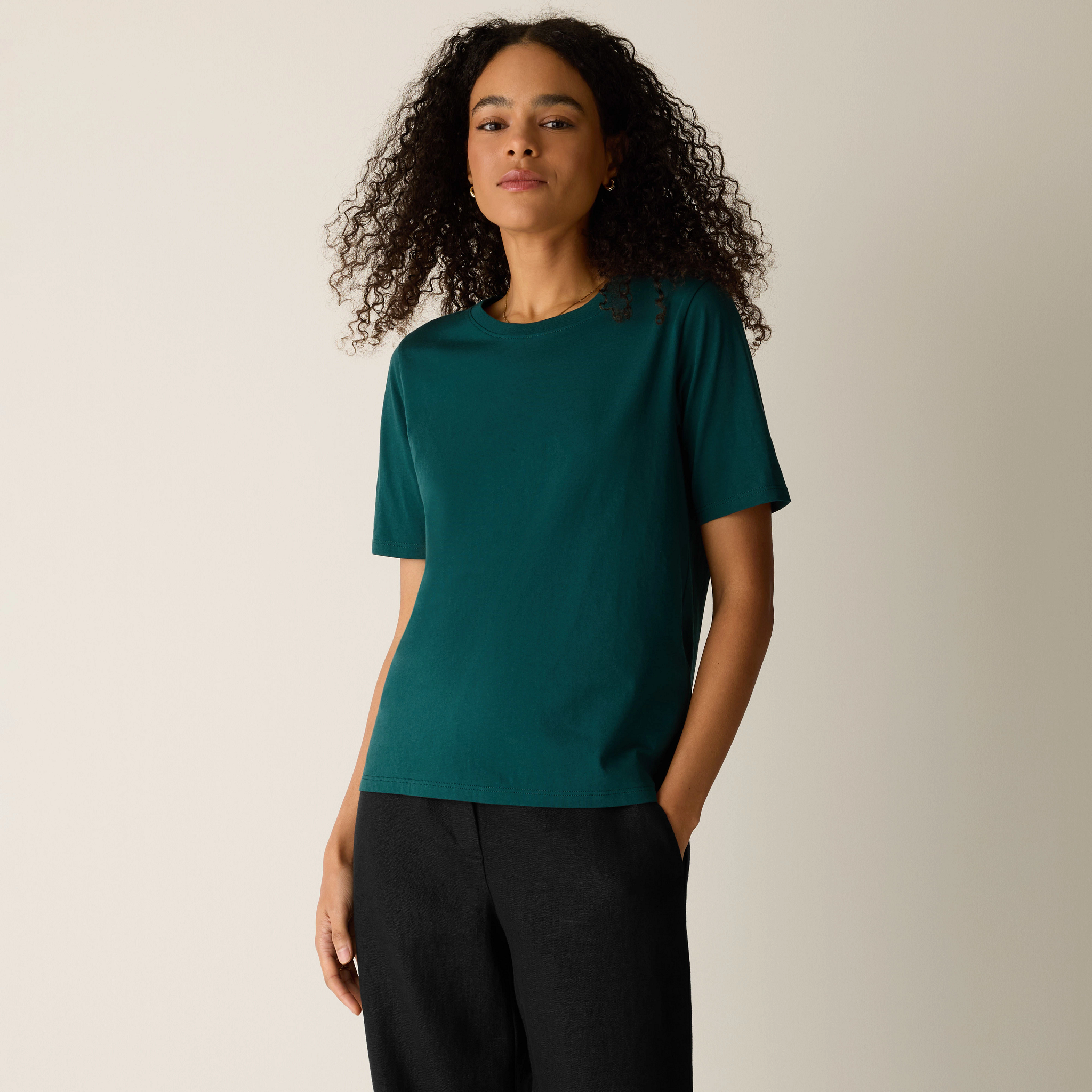 Organic Pima Cotton Jersey Round Neck Tee from EILEEN FISHER - $88
