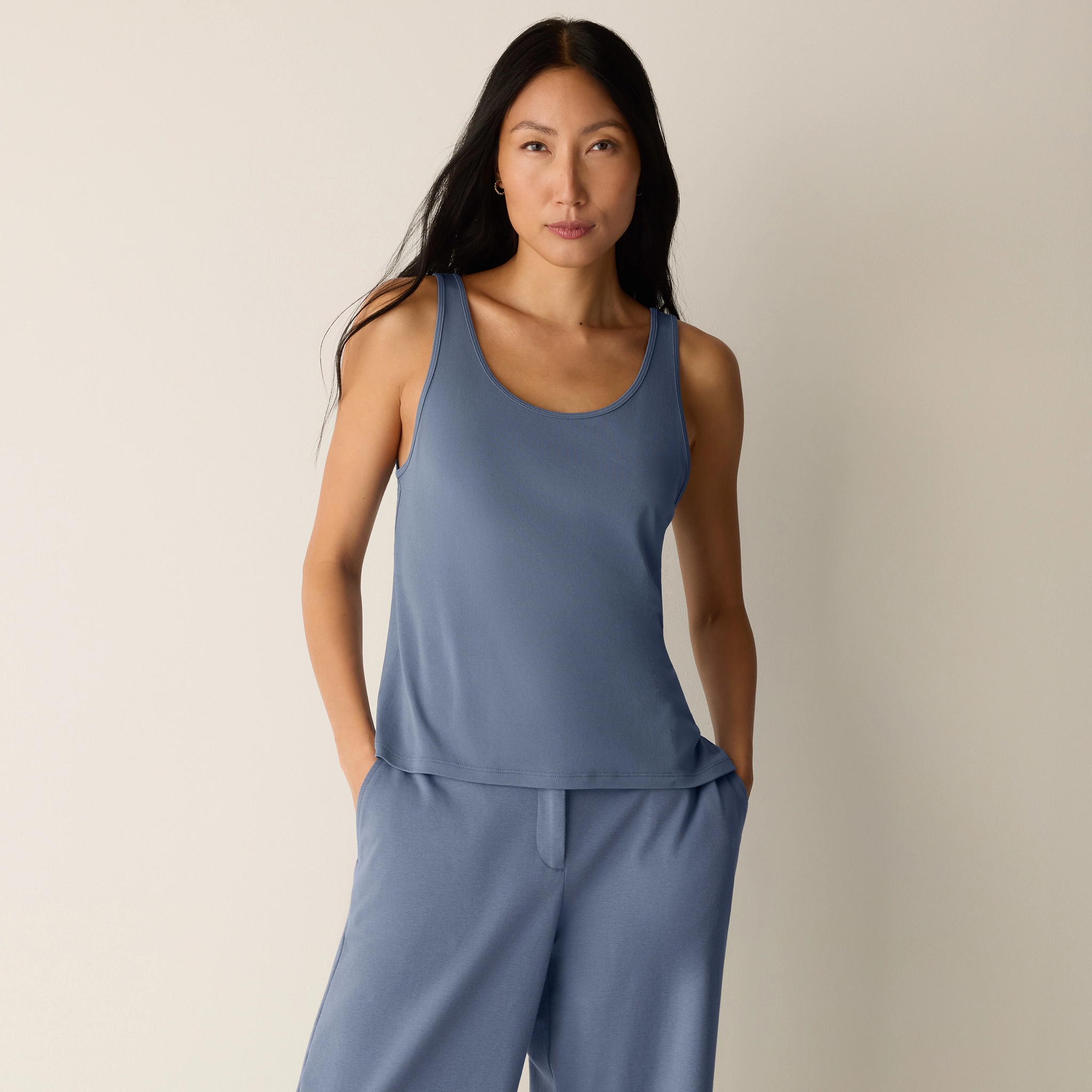 Stretch Silk Jersey Scoop Neck Tank from EILEEN FISHER - $128