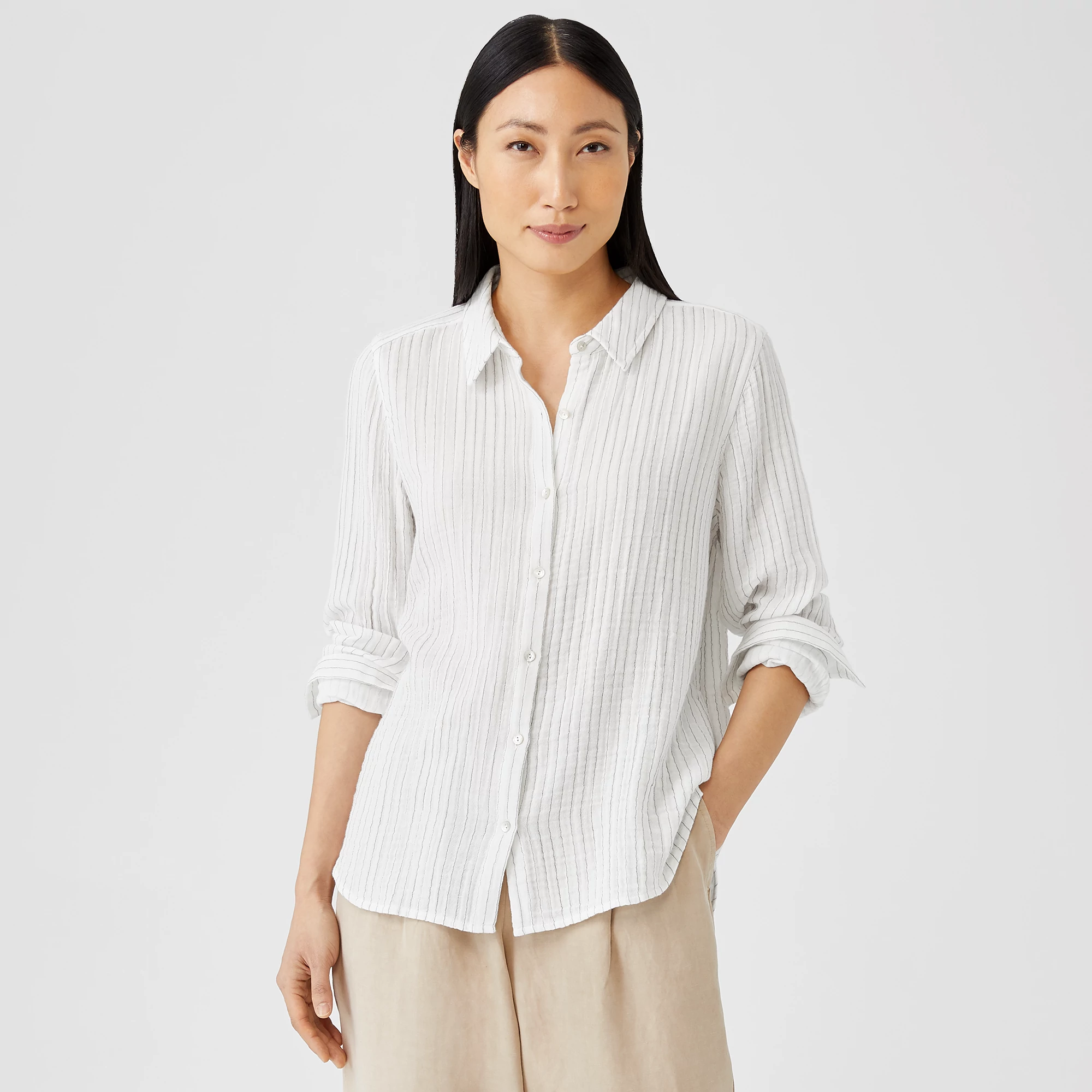 フィーニー PHEENY Wrinkle organdie Dress shirt シアーシャツ PA20 SH03 オリーブ サイズ：F PHEENY フィーニー Wrinkle organdie Dress shirt リンクル