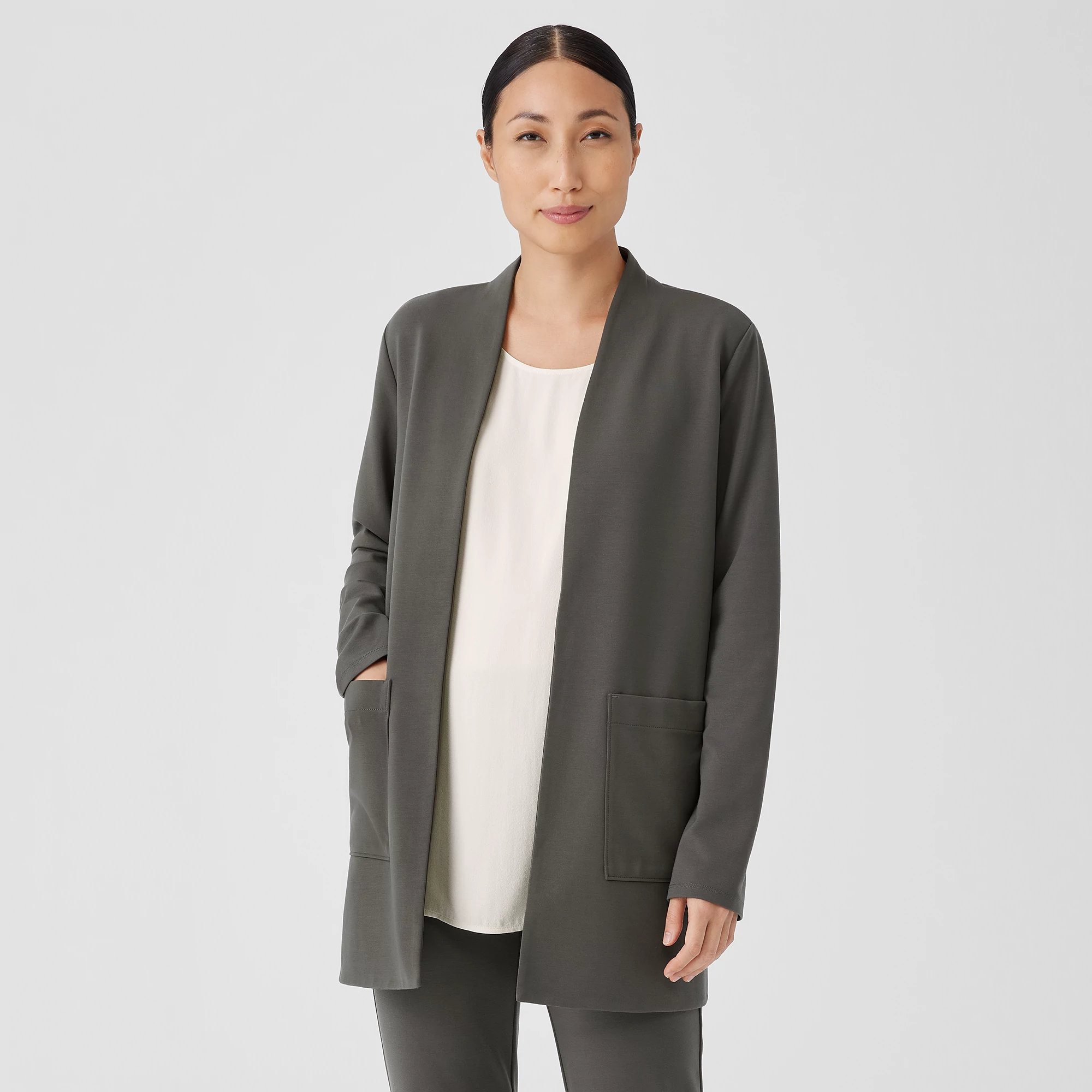 Washable Flex Ponte High Collar Jacket | EILEEN FISHER