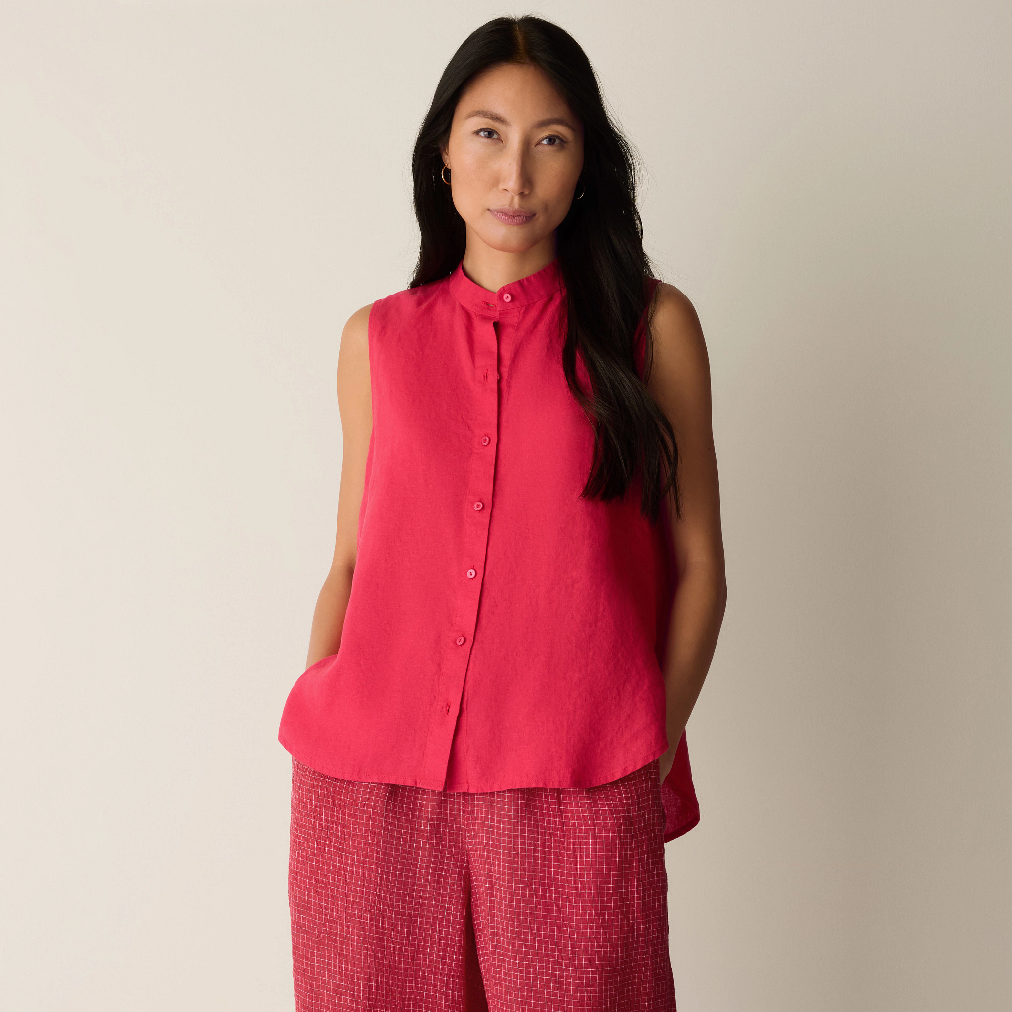 Organic Handkerchief Linen Sleeveless Shirt from EILEEN FISHER - $148