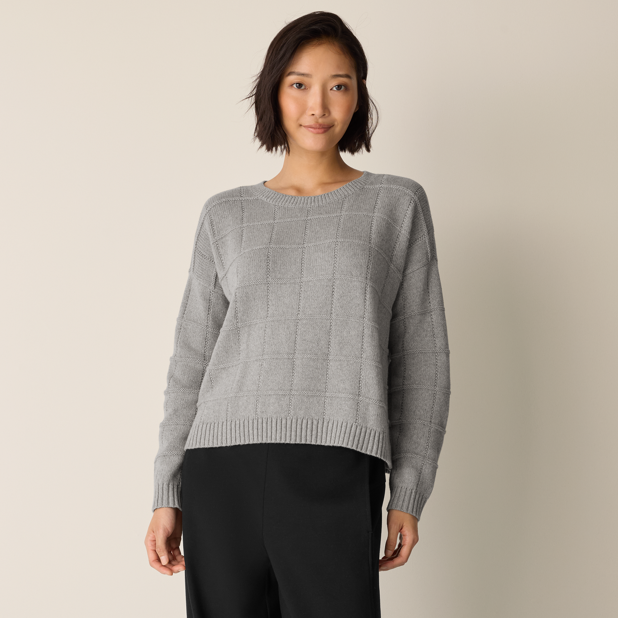 Cotton & Recycled Cashmere Crew Neck Top
