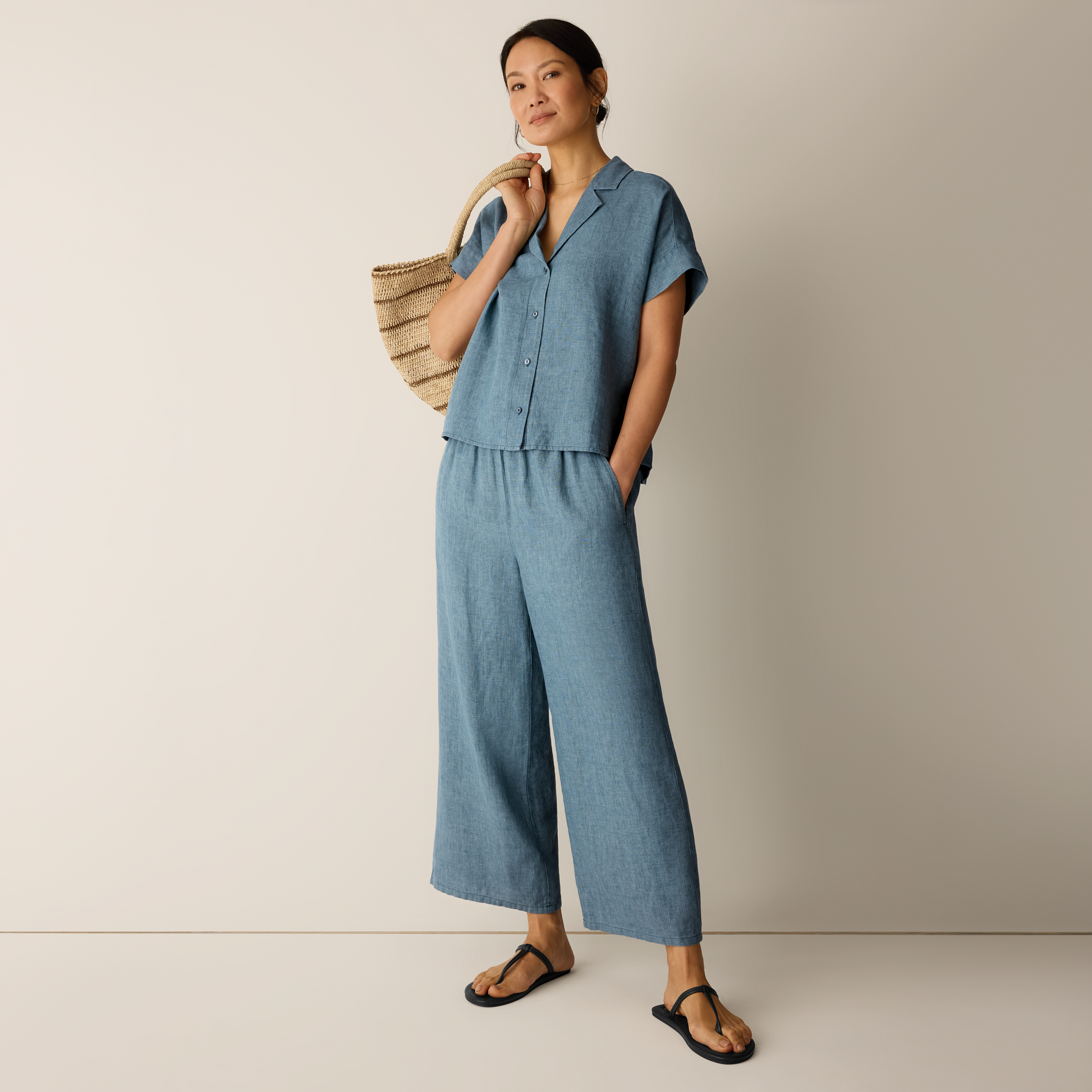 Washed Organic Linen Délavé Wide-Leg Pant from EILEEN FISHER - $218