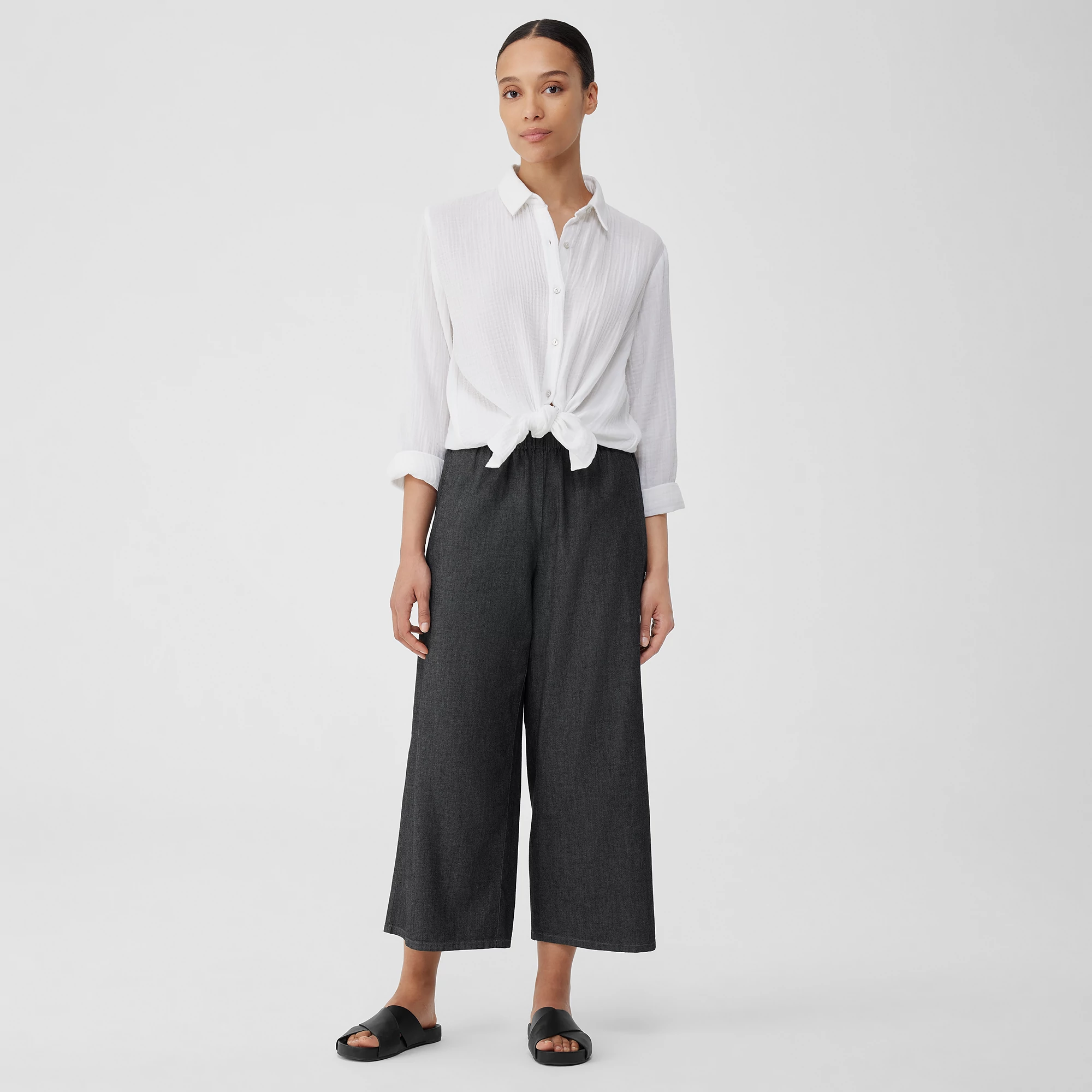 Airy Organic Cotton Twill Wide-Leg Pant | EILEEN FISHER