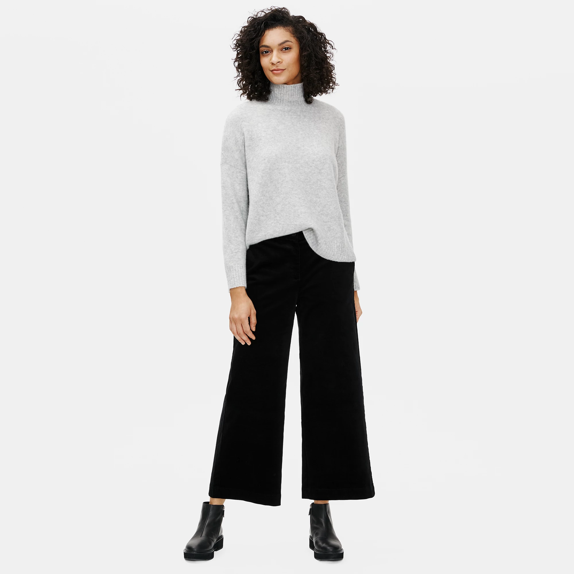 Cotton Corduroy Wide-Leg Ankle Pant | EILEEN FISHER