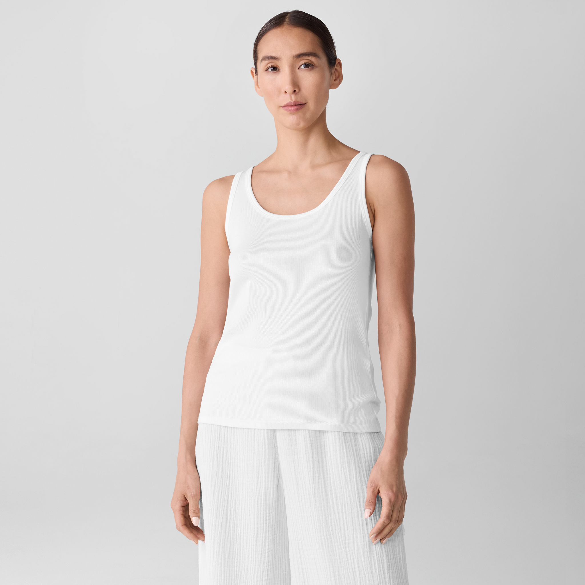 YUN Organic Cotton Stretch Rib Slim Tank | EILEEN FISHER