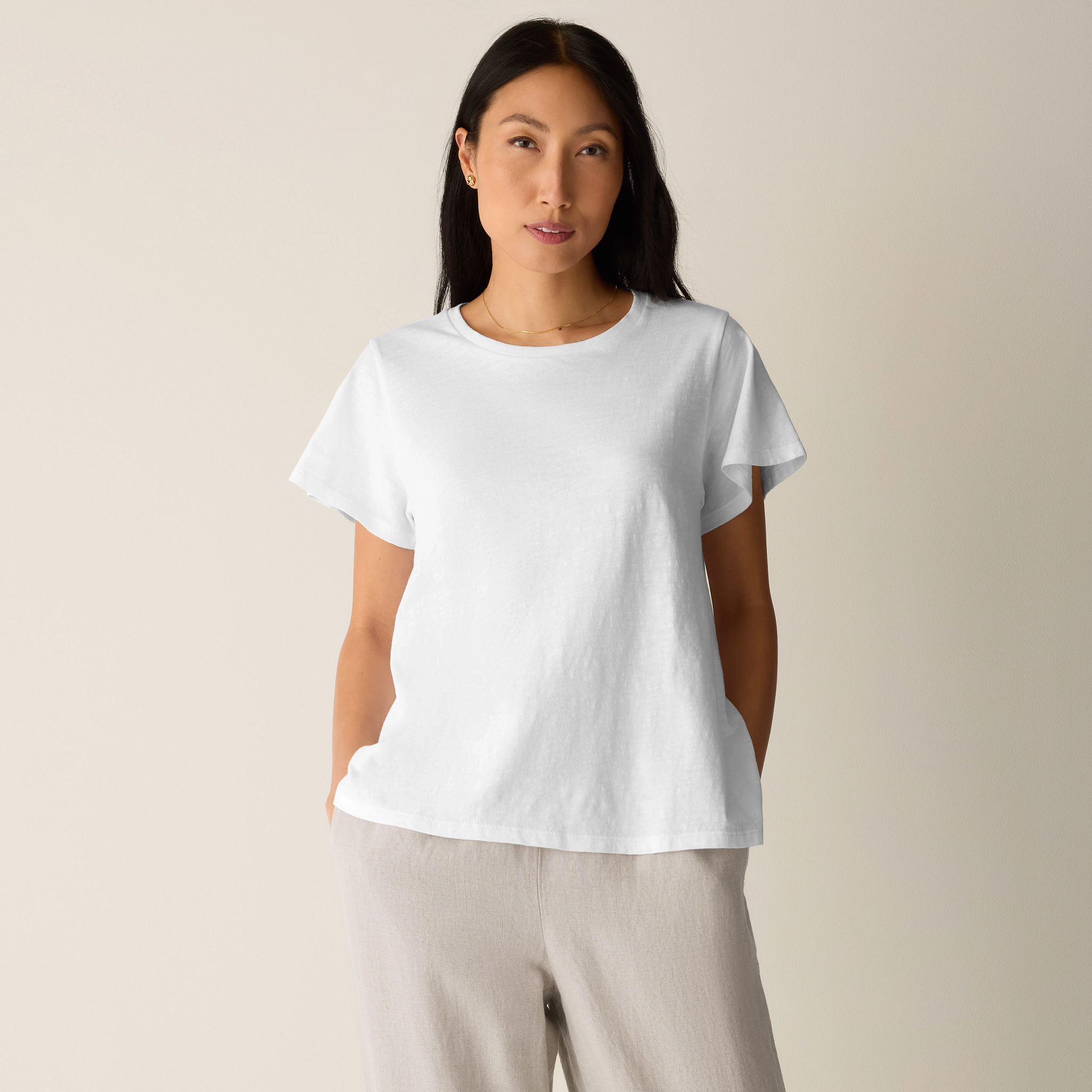 Organic Cotton Slubby Jersey Crew Neck Tee from EILEEN FISHER - $78