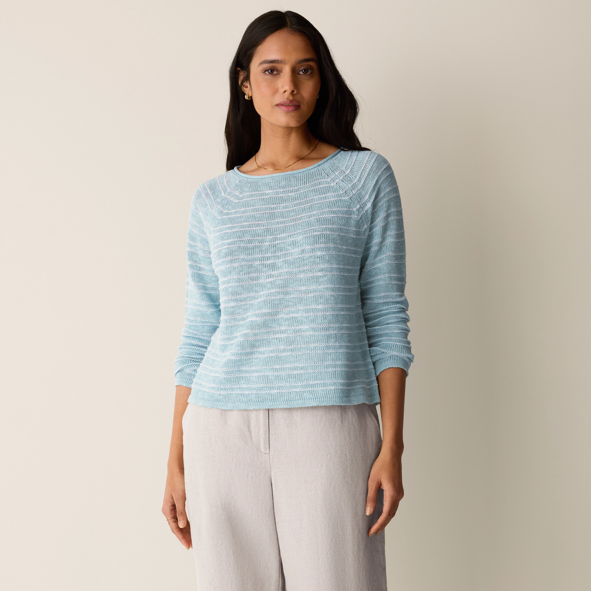 Organic Linen Cotton Slub Bateau Neck Top from EILEEN FISHER - $228