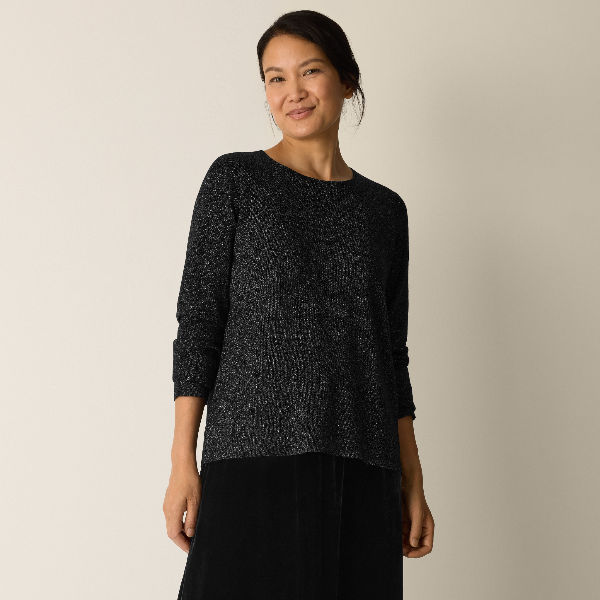 Wool Shimmer Crew Neck Top