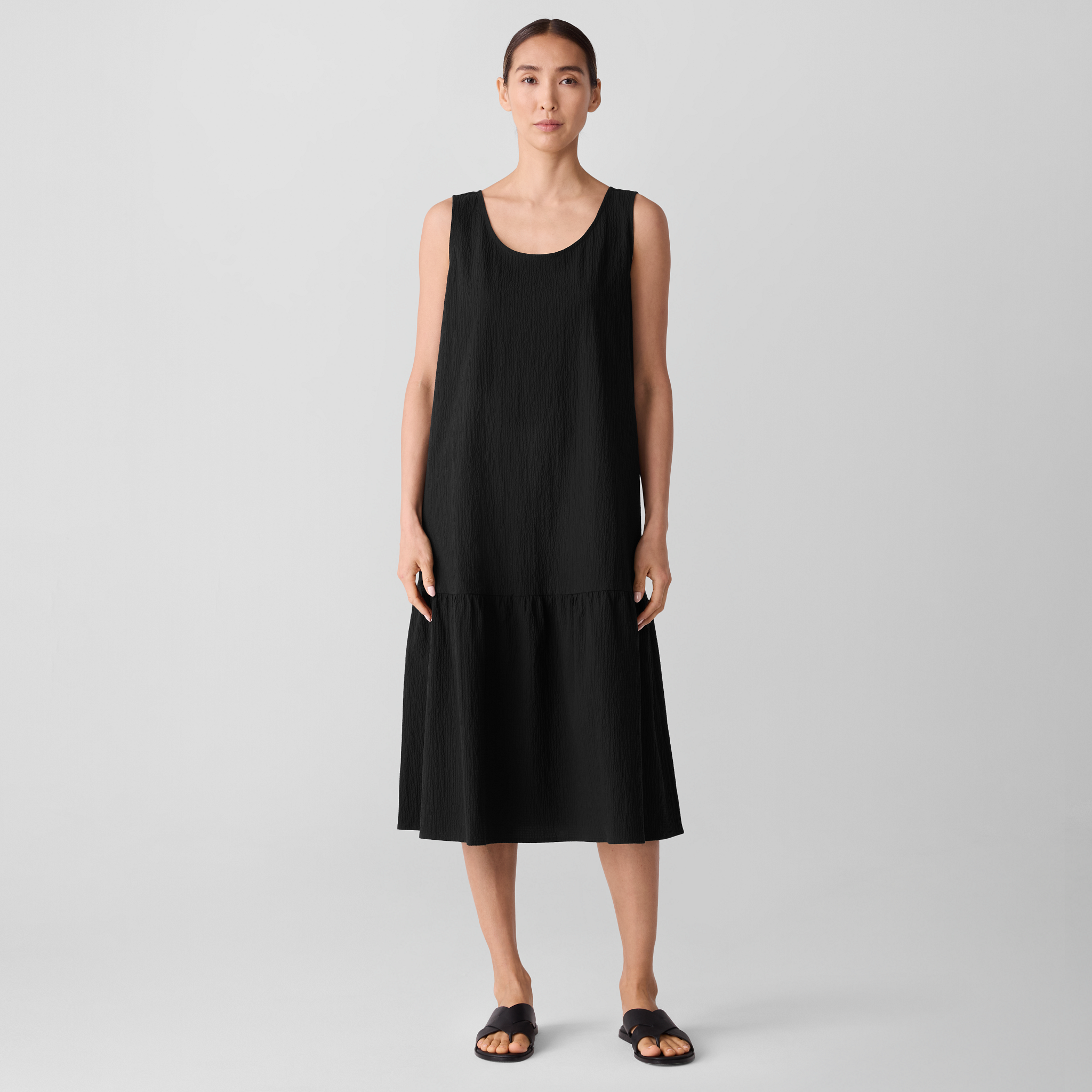 Organic Cotton Pucker Tiered Dress from EILEEN FISHER - $127.20