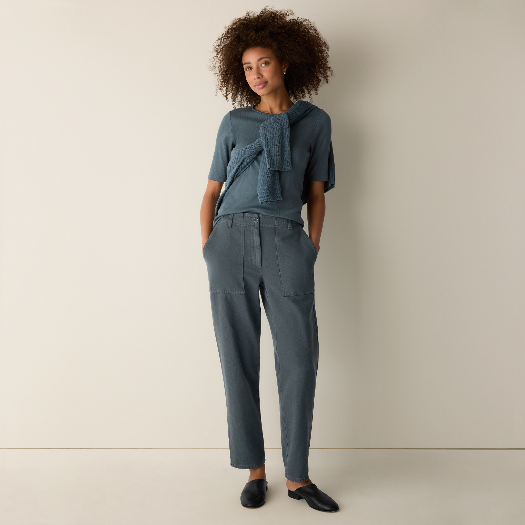 Garment-Dyed Utility Cotton Tapered Pant