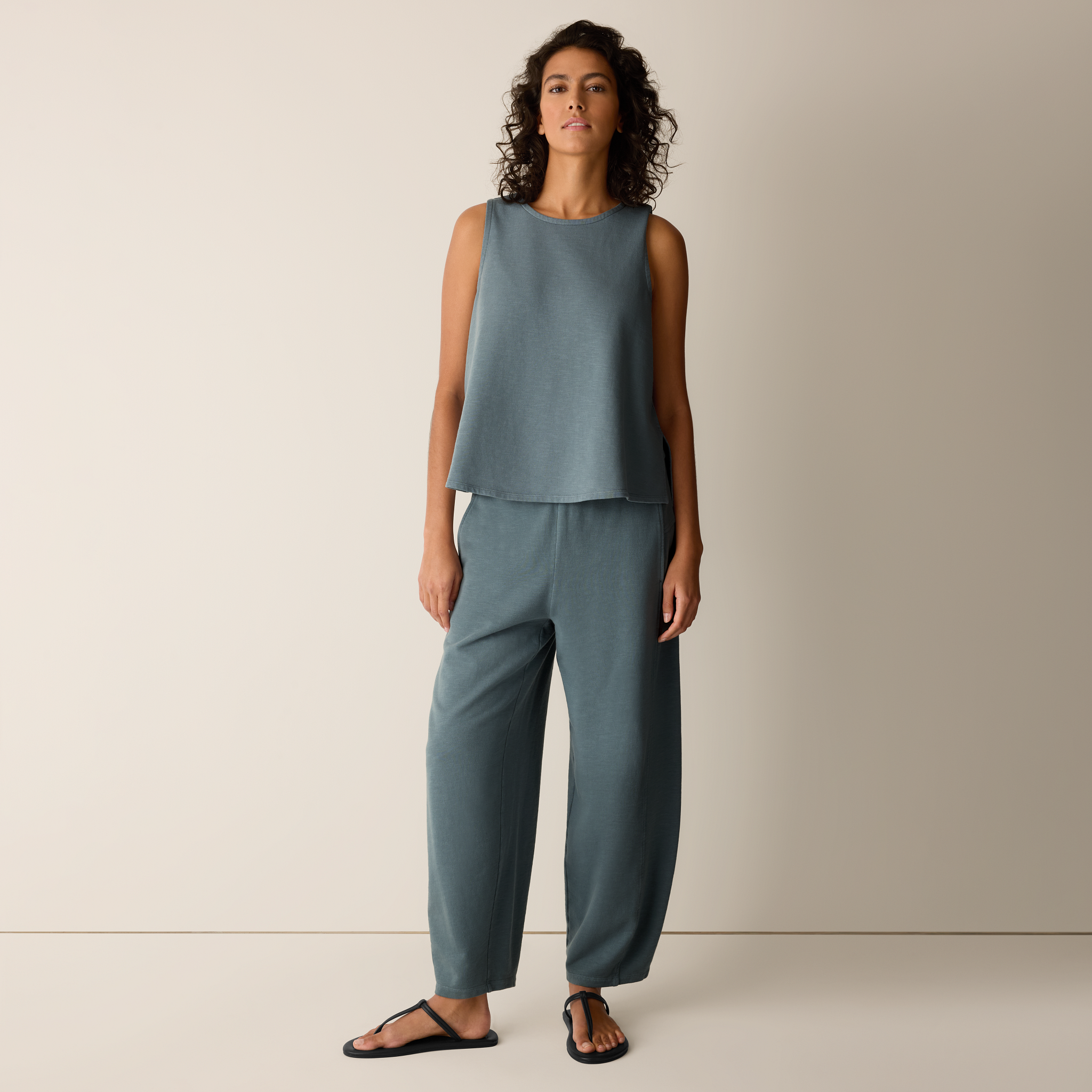 Garment-Dyed Organic Cotton Terry Lantern Pant from EILEEN FISHER - $188
