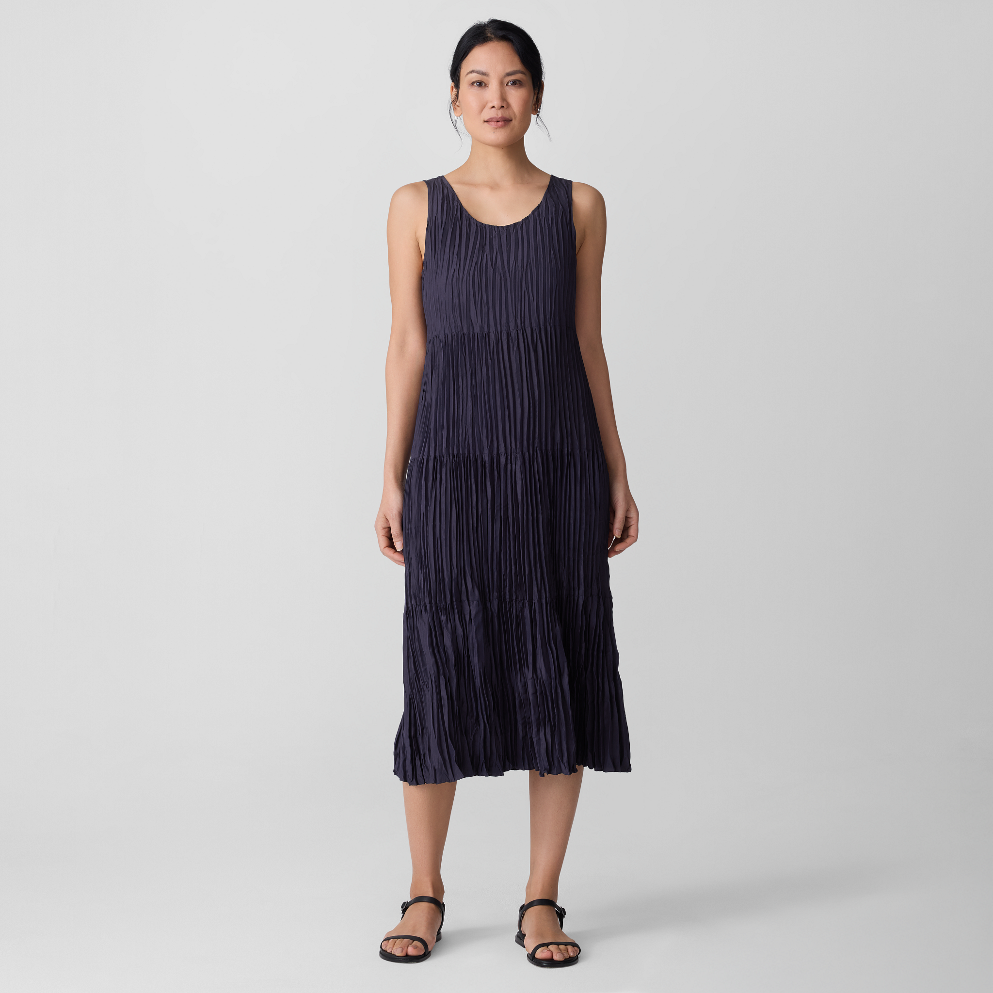 Crushed Silk Tiered Dress