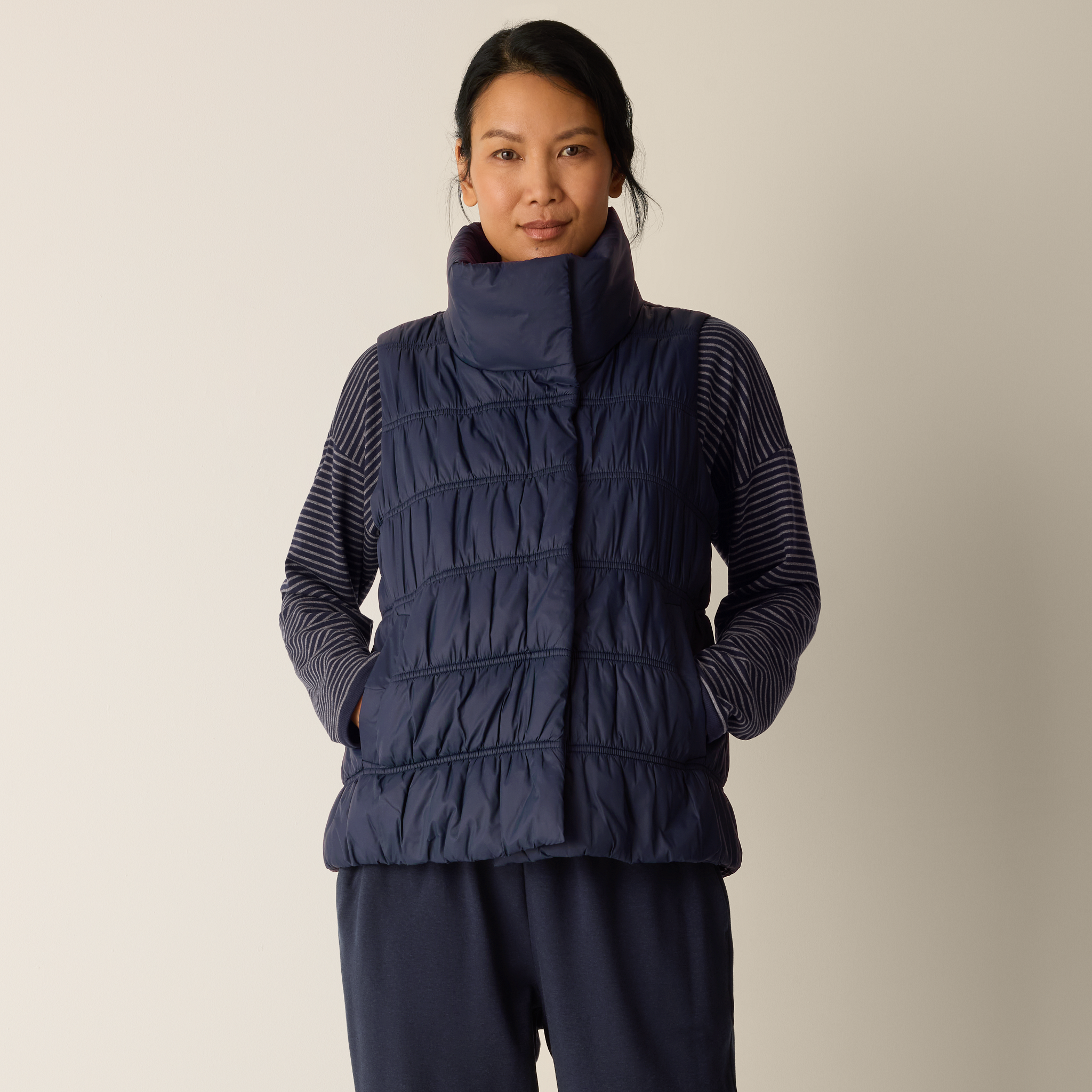 Eggshell Recycled Nylon Ruched Vest