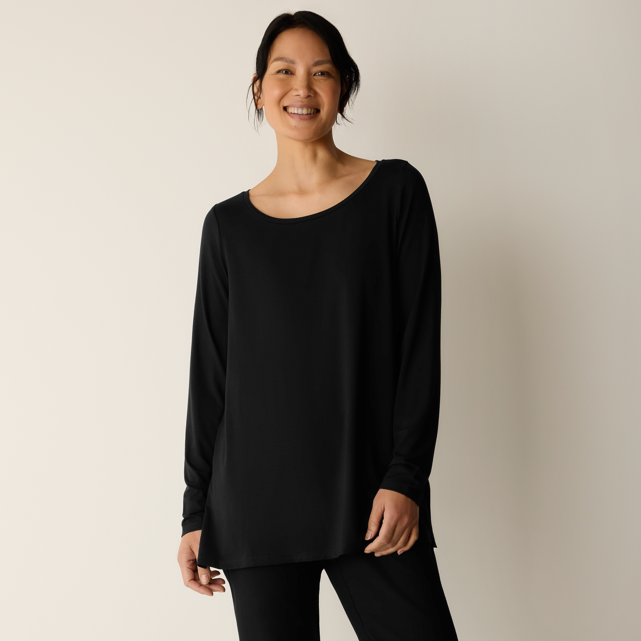 Fine Jersey Ballet Neck Long Top from EILEEN FISHER - $95.20