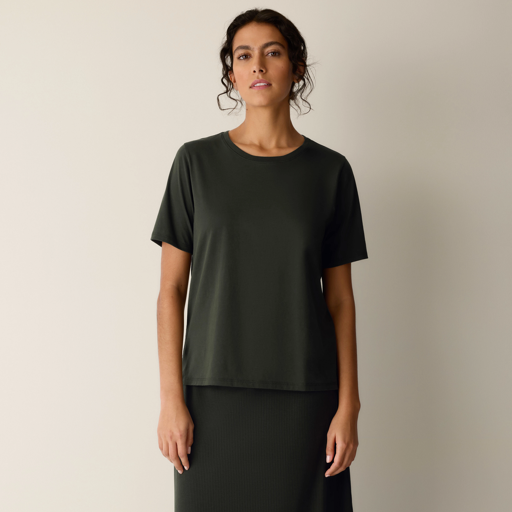 Organic Pima Cotton Jersey Round Neck Tee from EILEEN FISHER - $88
