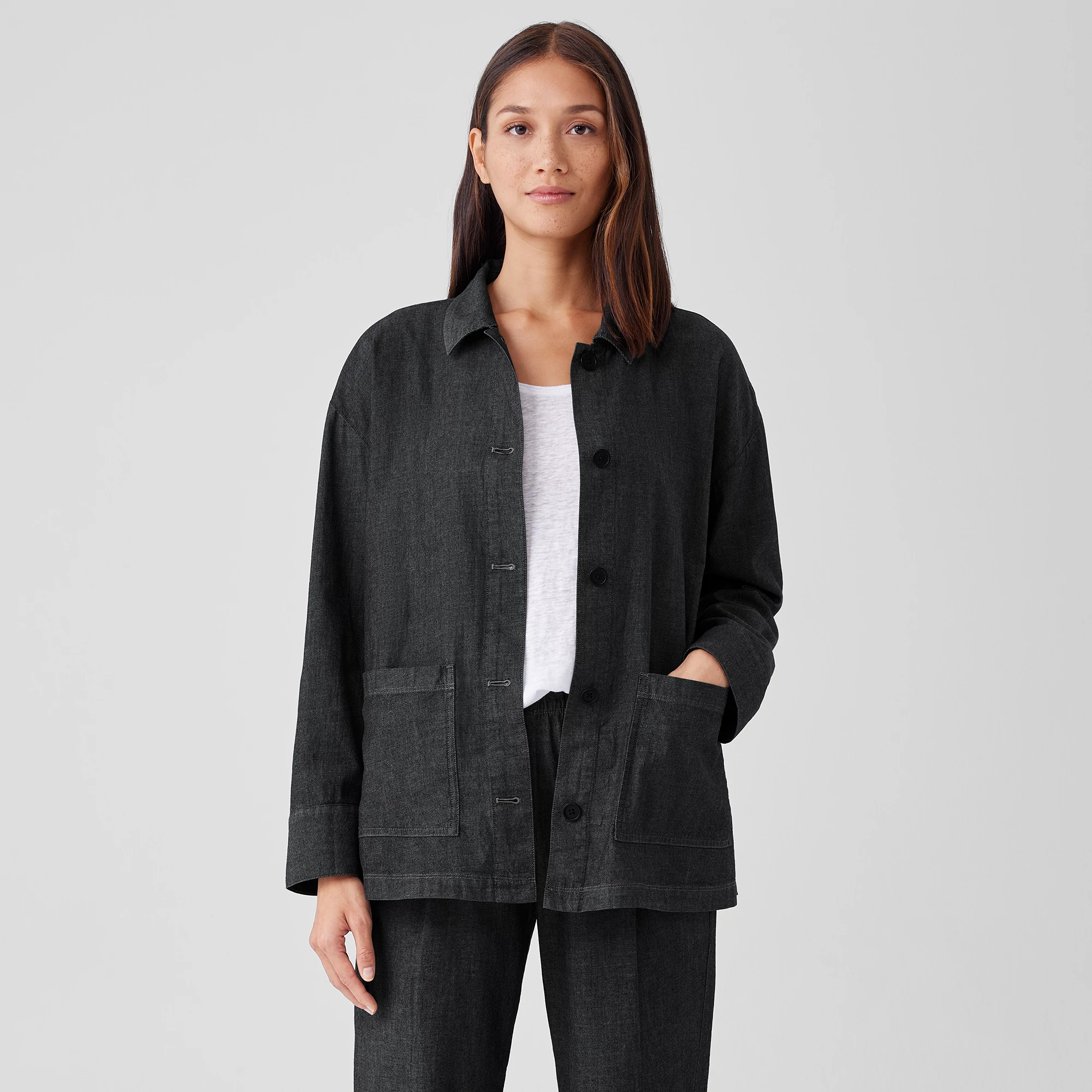 Airy Organic Cotton Twill Shirt Jacket | EILEEN FISHER