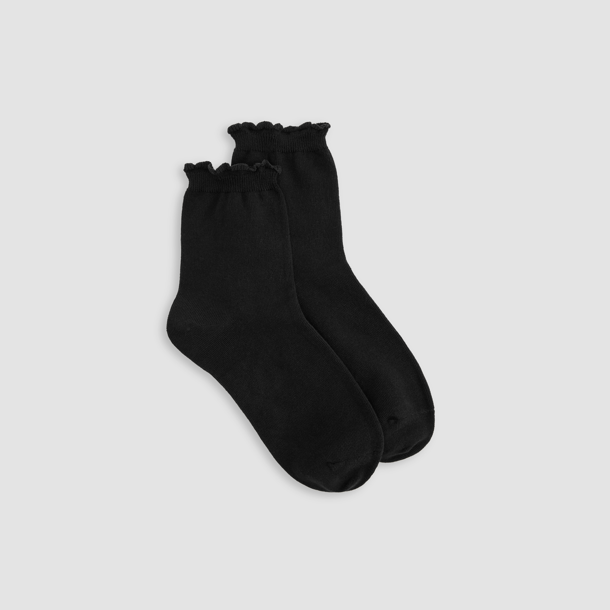 Cotton Rib Scallop Edge Short Crew Sock