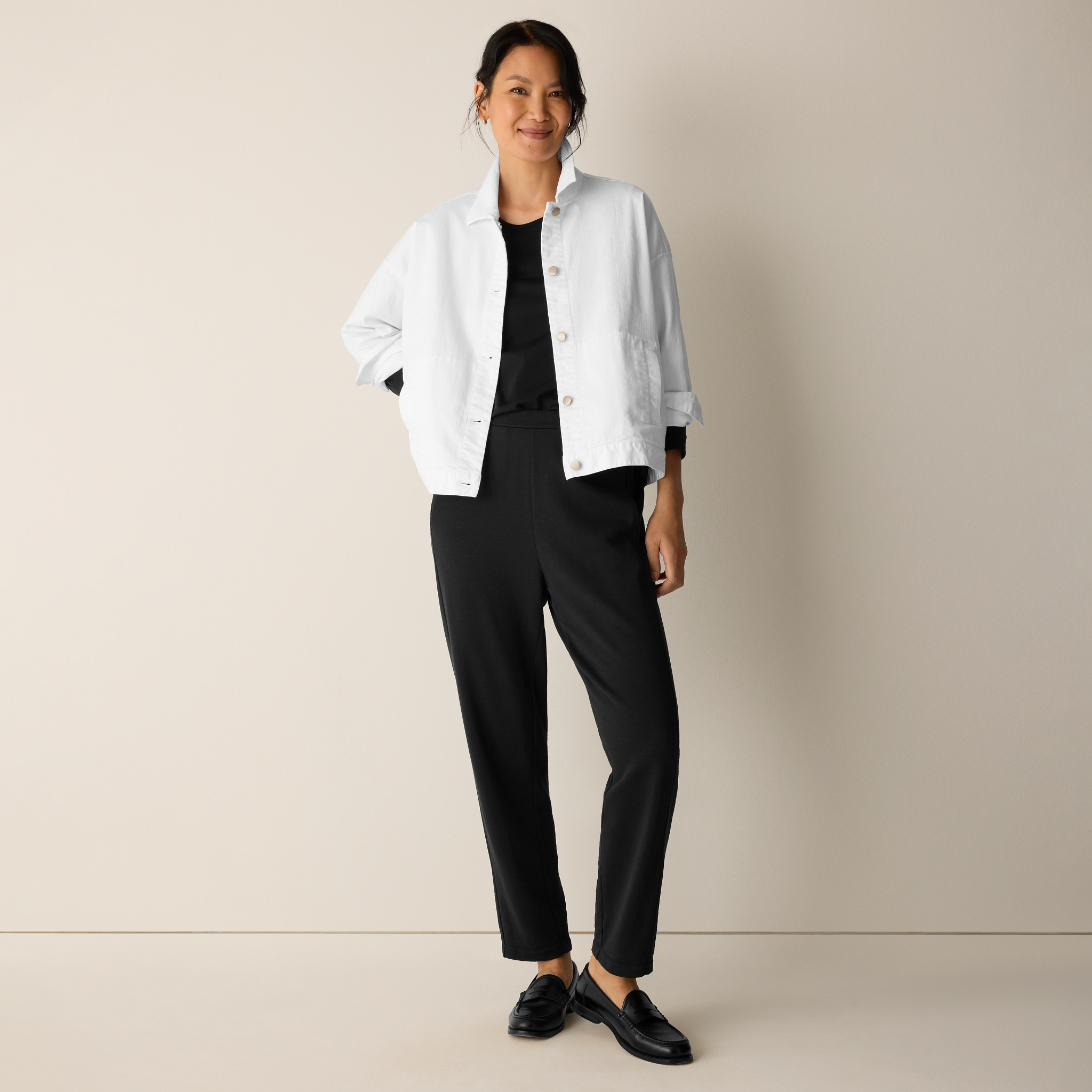 Garment-Dyed Organic Cotton Denim Jacket from EILEEN FISHER - $248