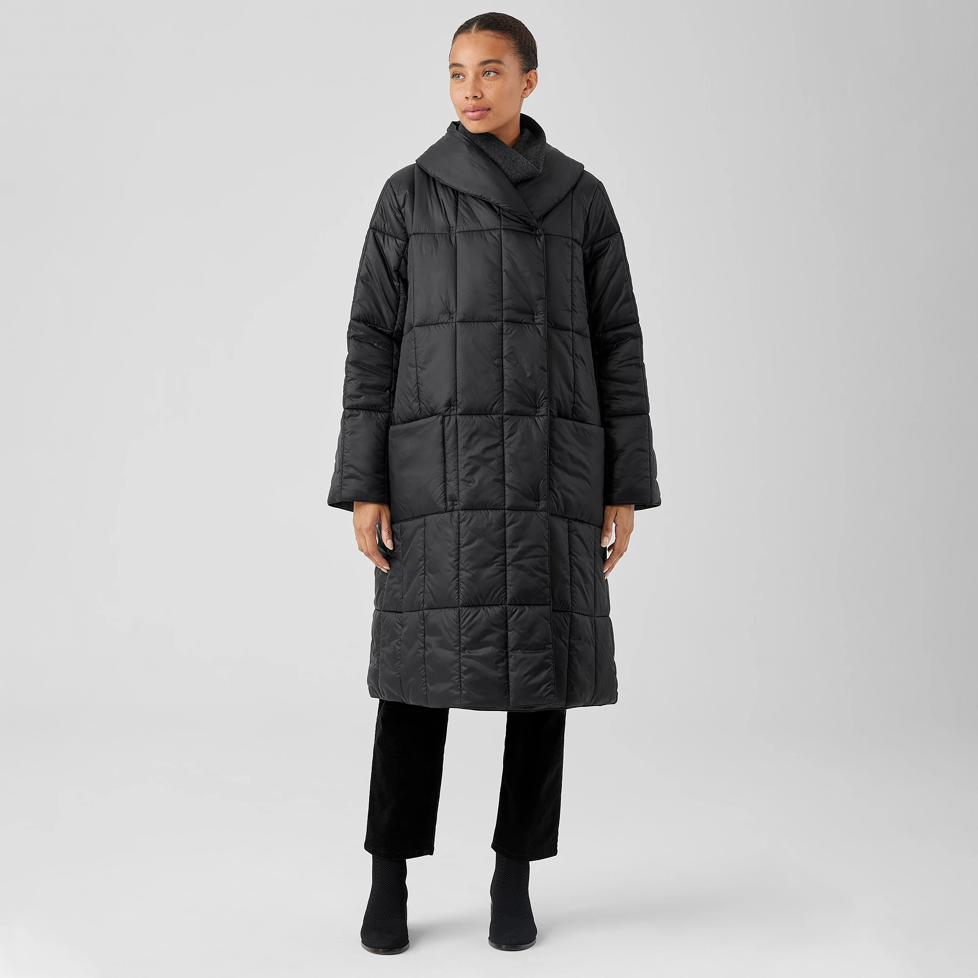 Eggshell Recycled Nylon Reversible Coat | EILEEN FISHER