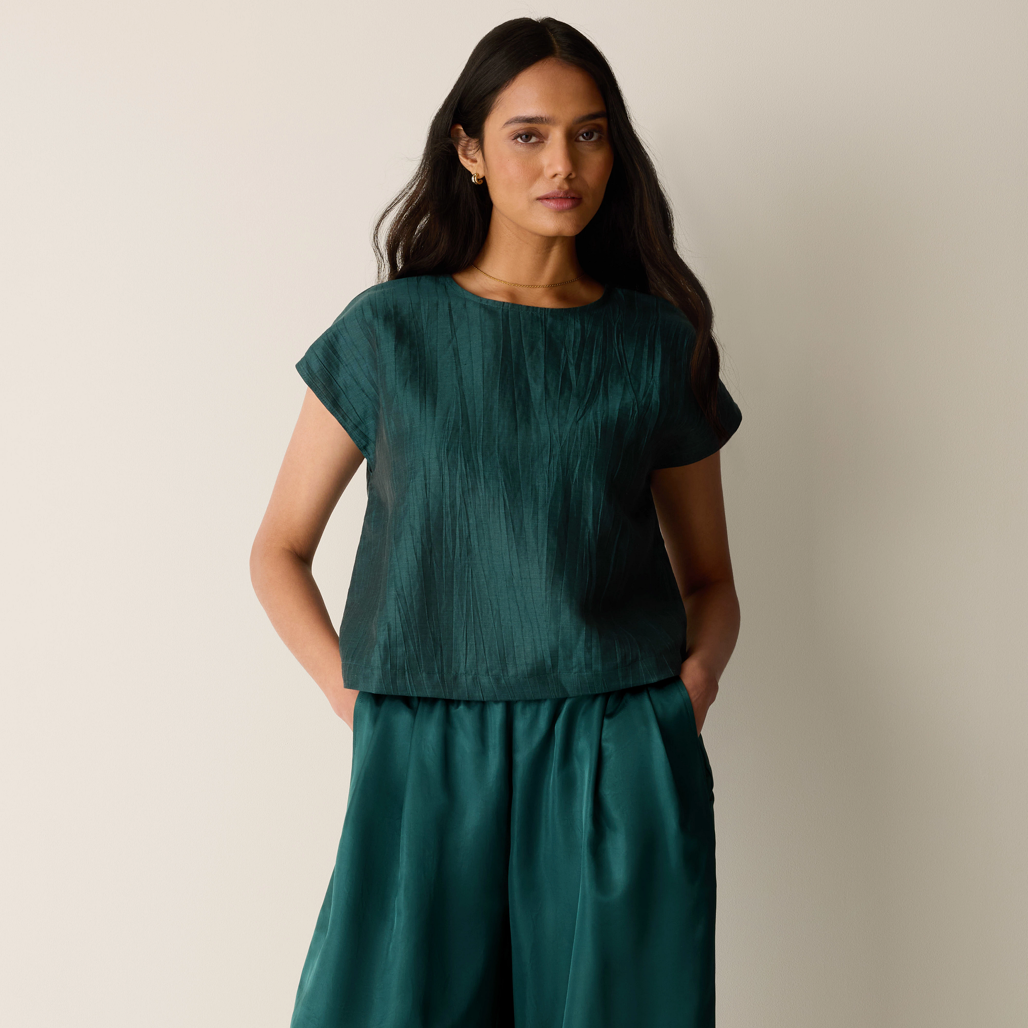 Linen Nylon Sheen Square Top