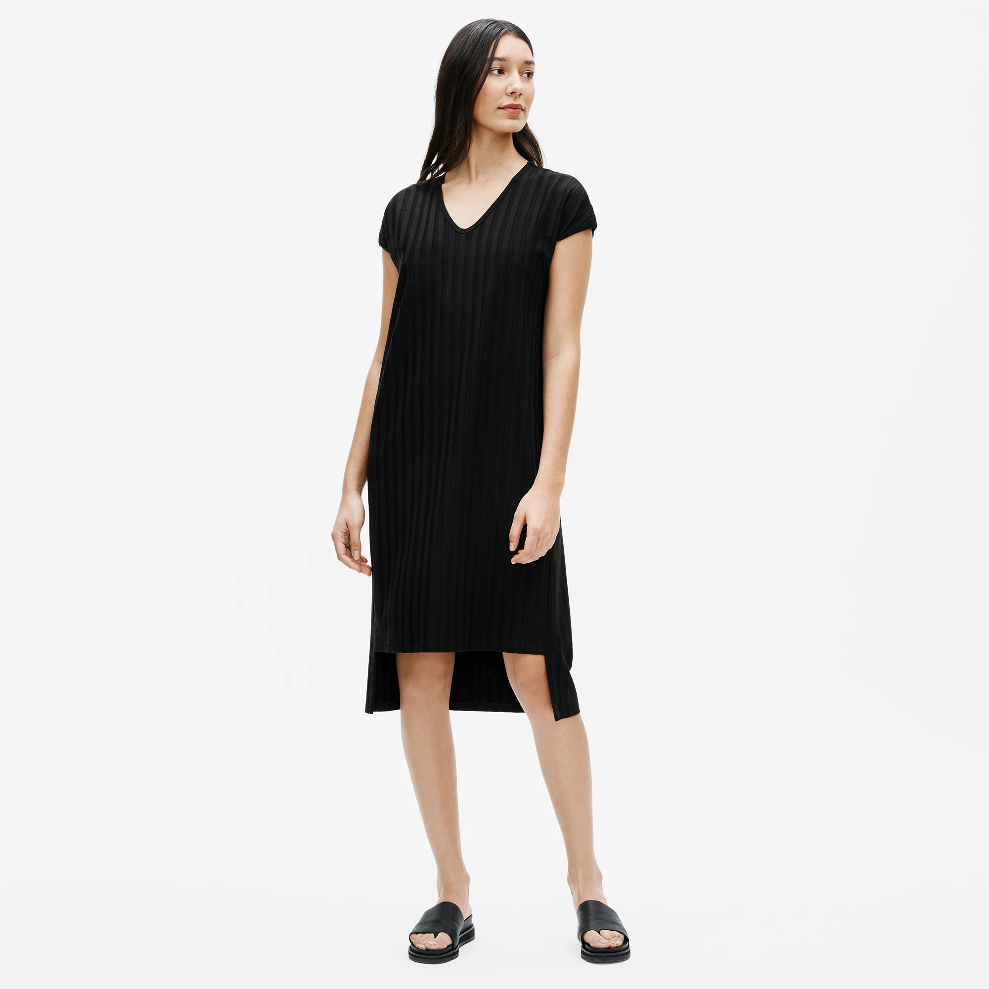 Silk Crepe de Chine Striped Shirtdress | EILEEN FISHER