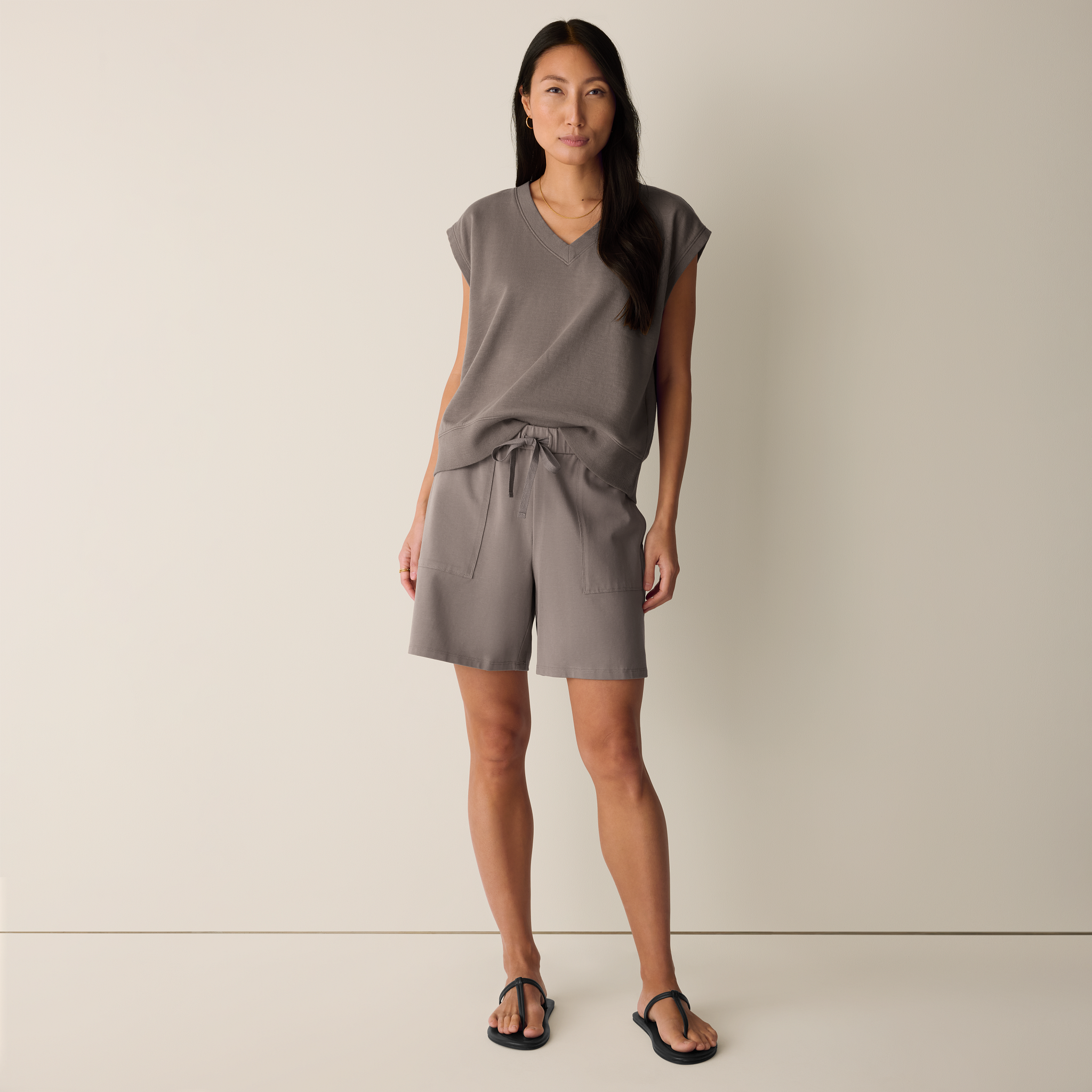 Pima Cotton Stretch Jersey Walking Shorts from EILEEN FISHER - $138