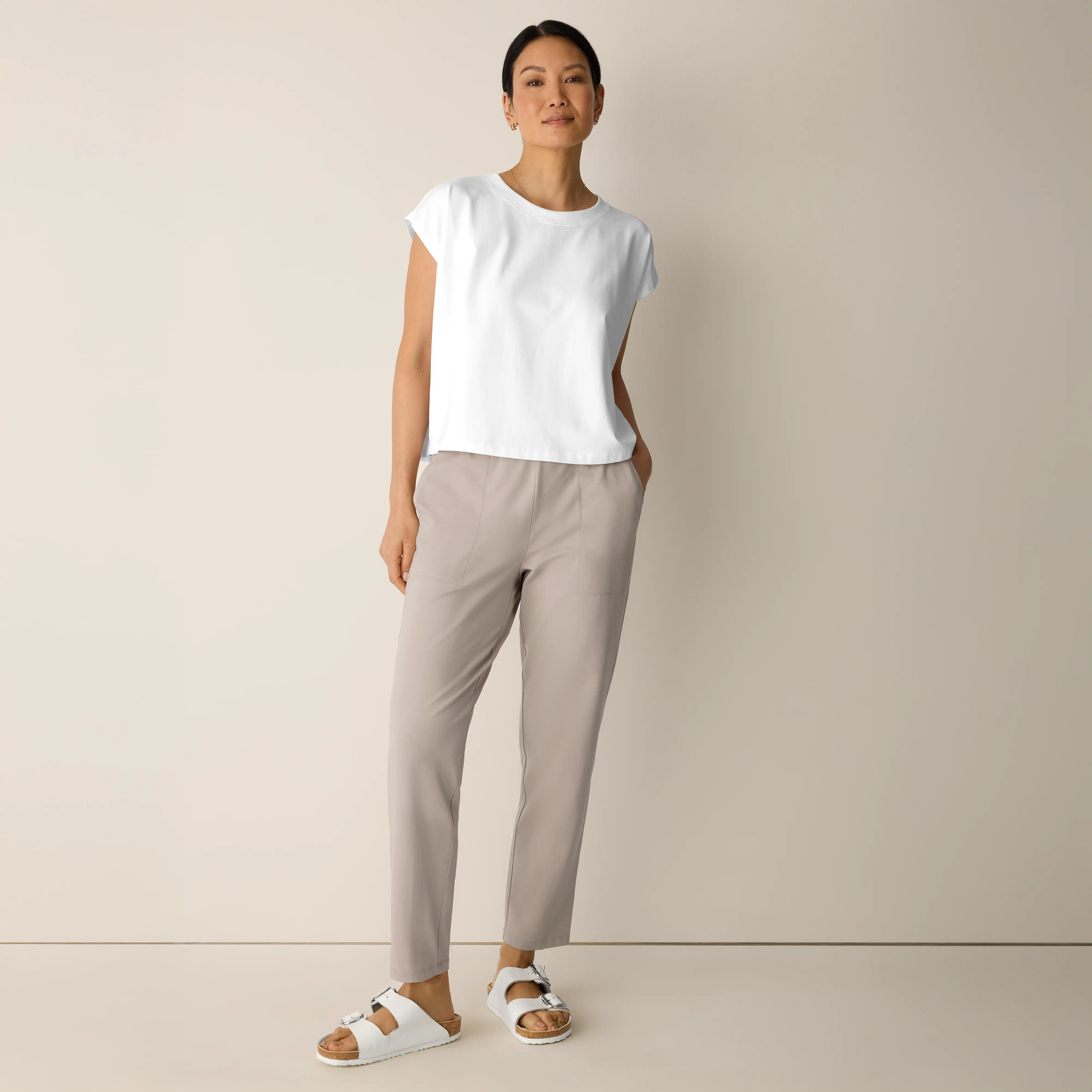 Pima Cotton Stretch Jersey Tapered Pant from EILEEN FISHER - $158