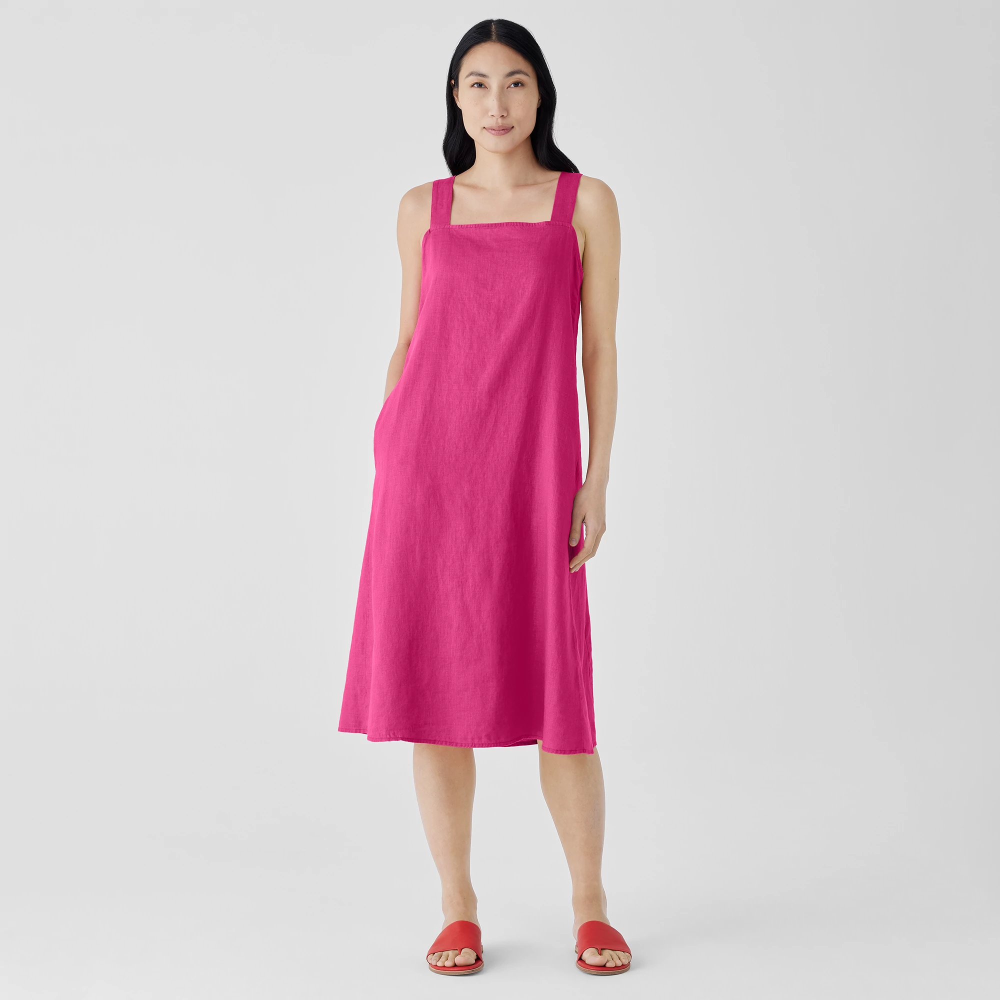 Organic Linen Square Neck Dress
