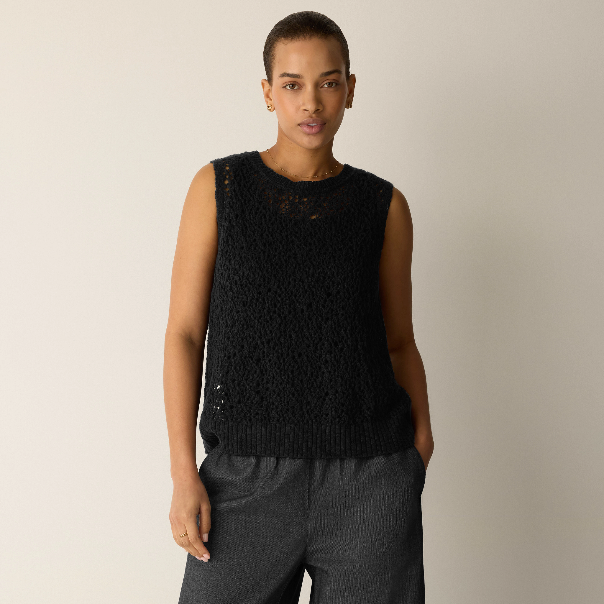 Peruvian Organic Cotton Slub Jewel Neck Tank | EILEEN FISHER