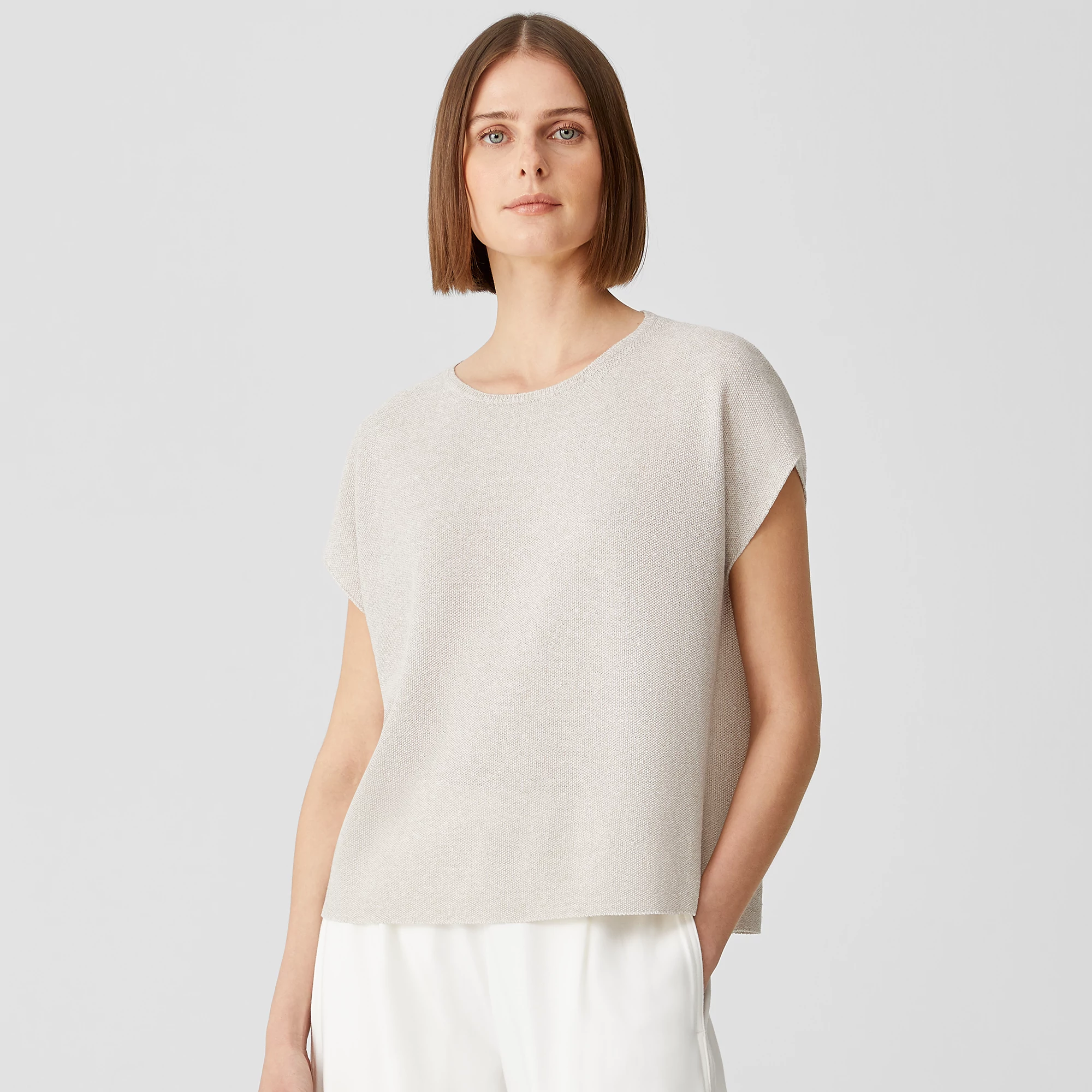 Organic Linen Cotton Twist Square Top | EILEEN FISHER