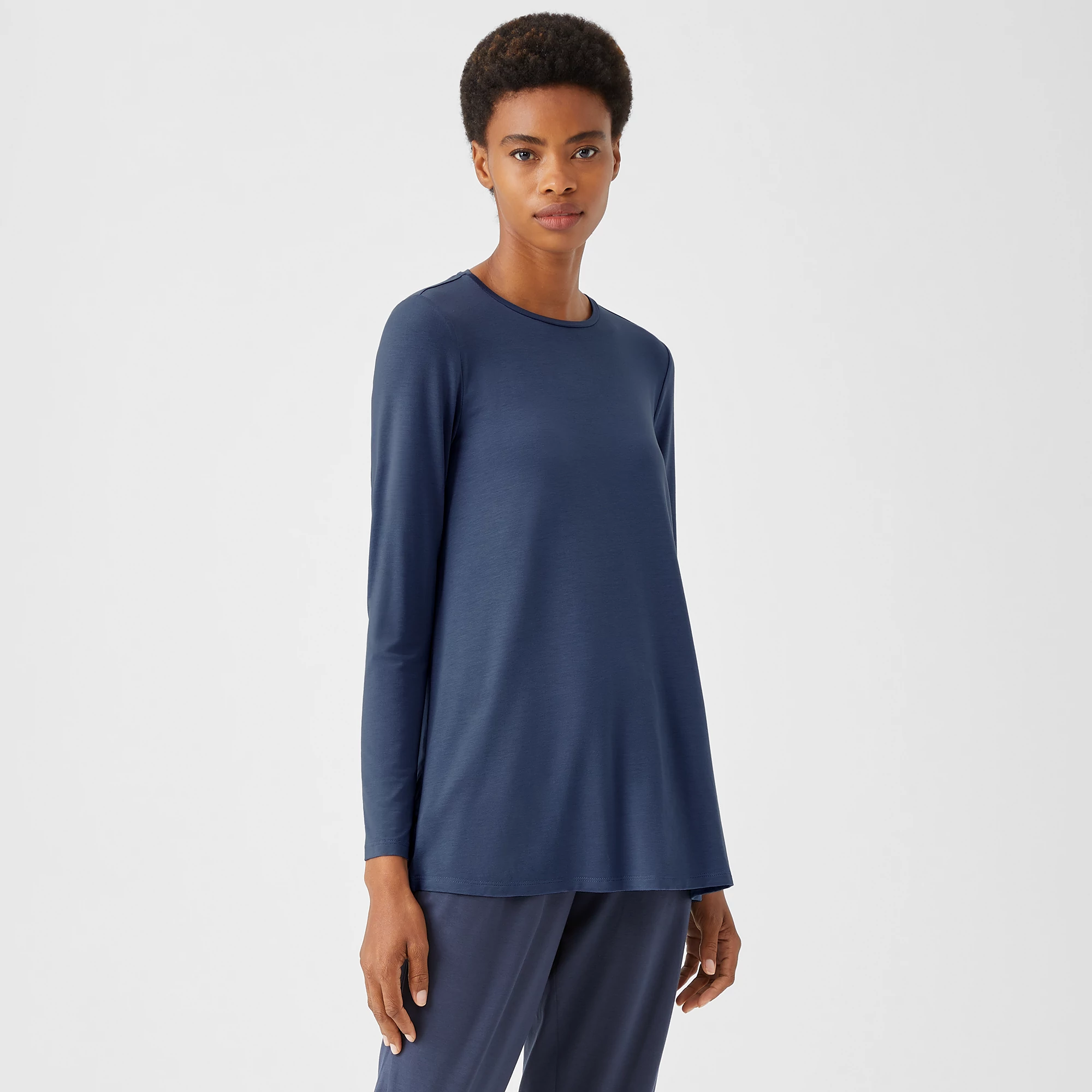 Fine Jersey Crew Neck Top | EILEEN FISHER