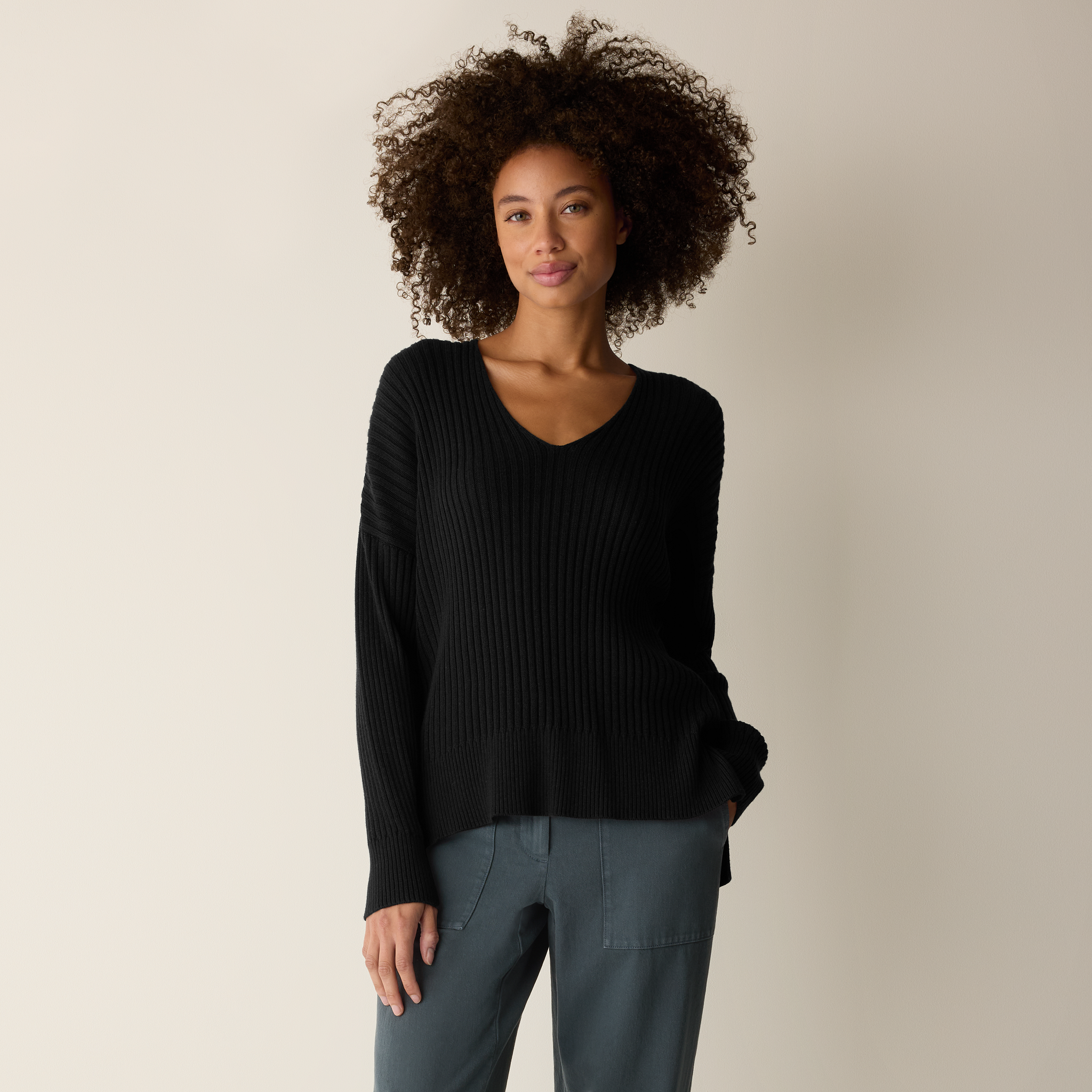 Peruvian Cotton Blend V-Neck Top