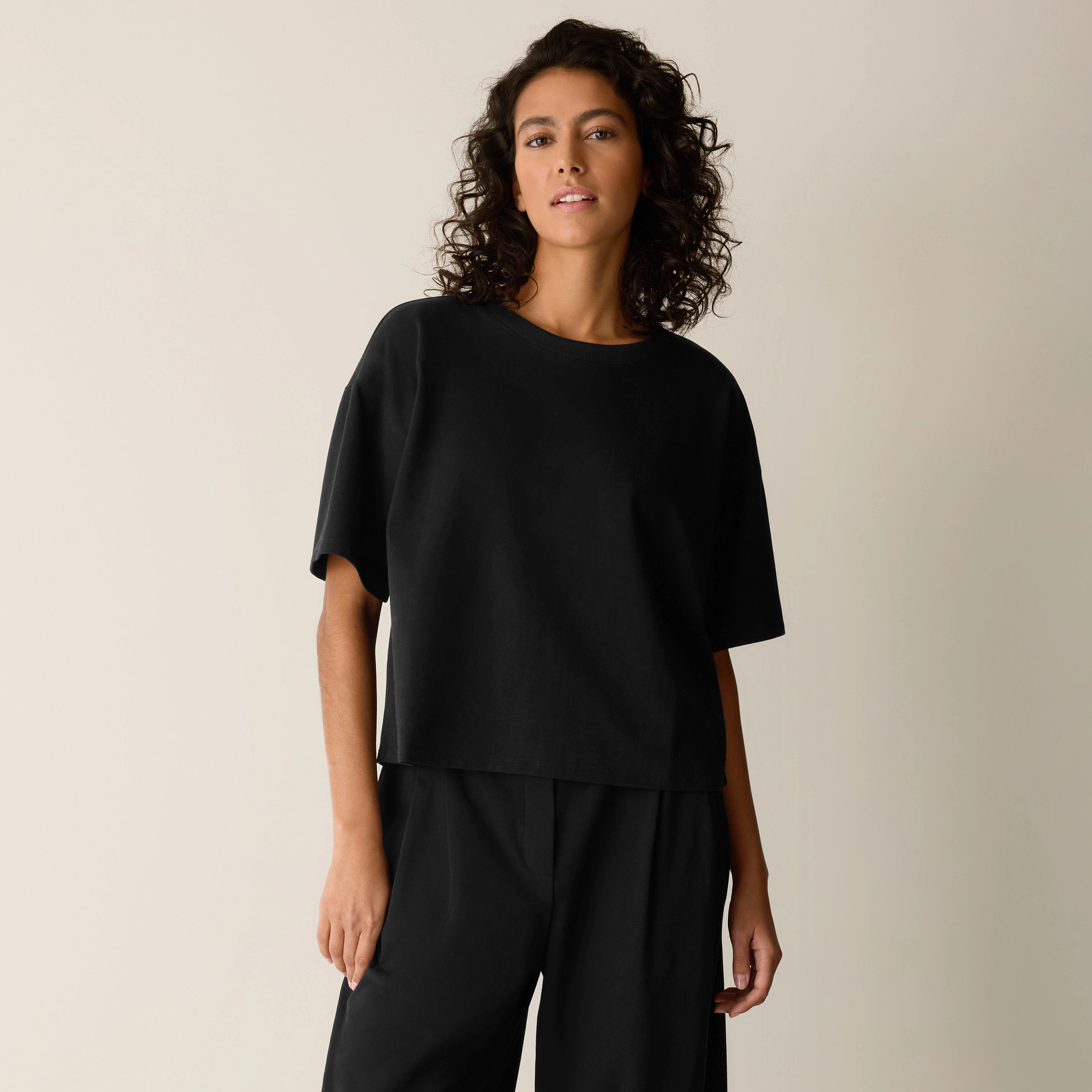 Pima Cotton Stretch Jersey Crew Neck Tee from EILEEN FISHER - $148